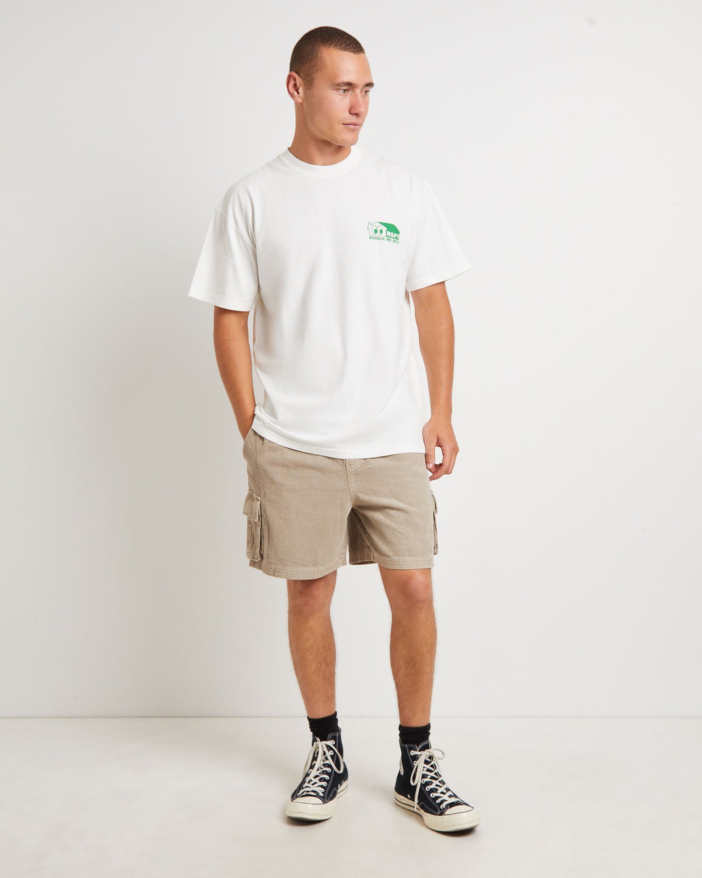 Devod Cord Cargo Shorts in Mushroom Beige
