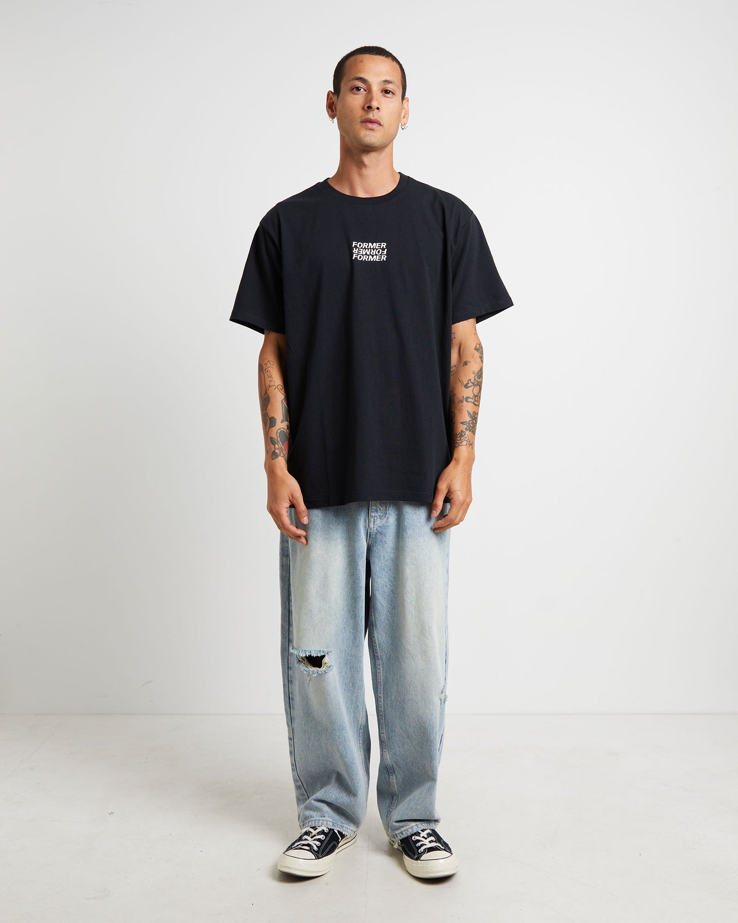 Fractional Short Sleeve T-Shirt in Black
