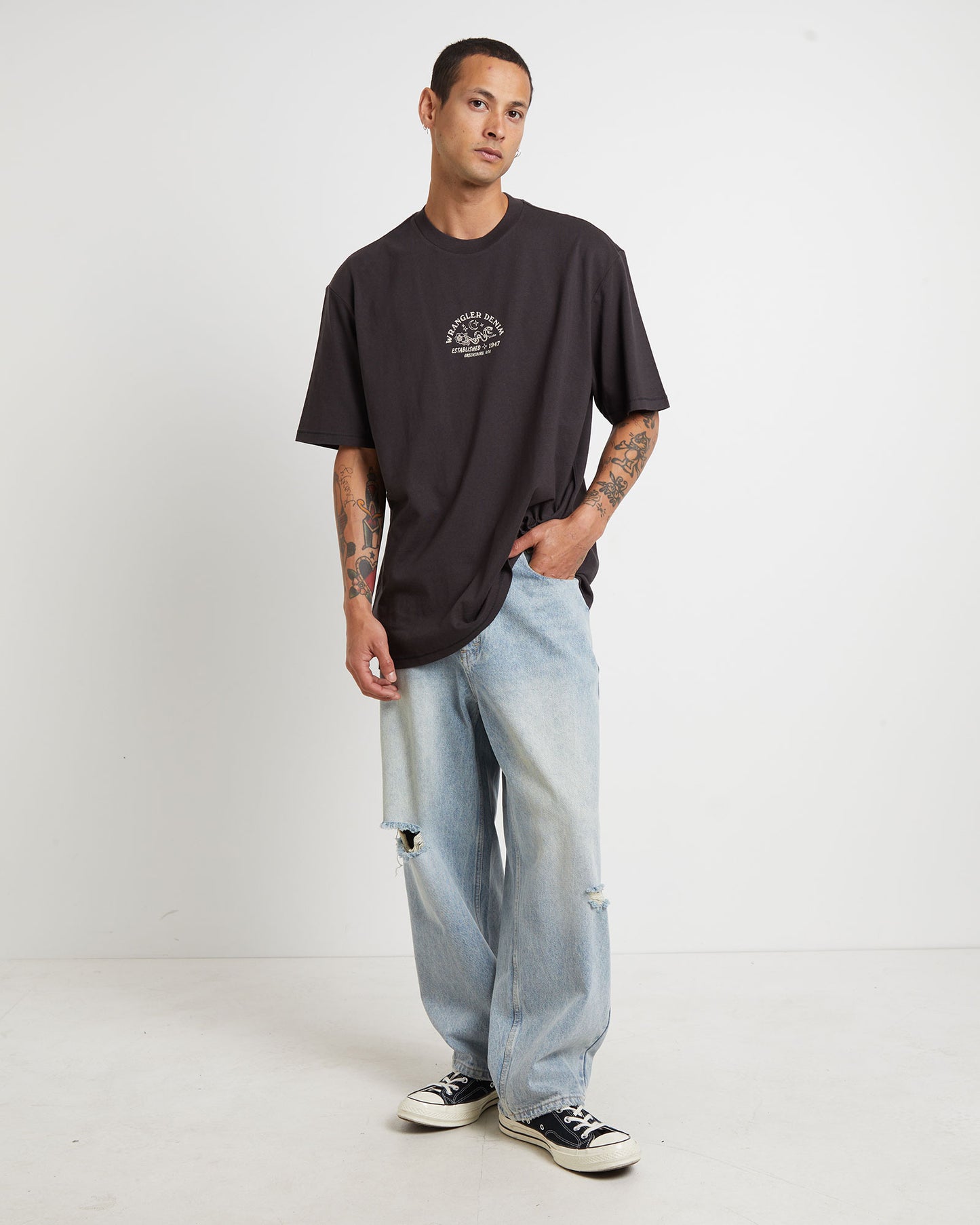 Serpent Stampslacker Short Sleeve T-Shirt in Worn Black