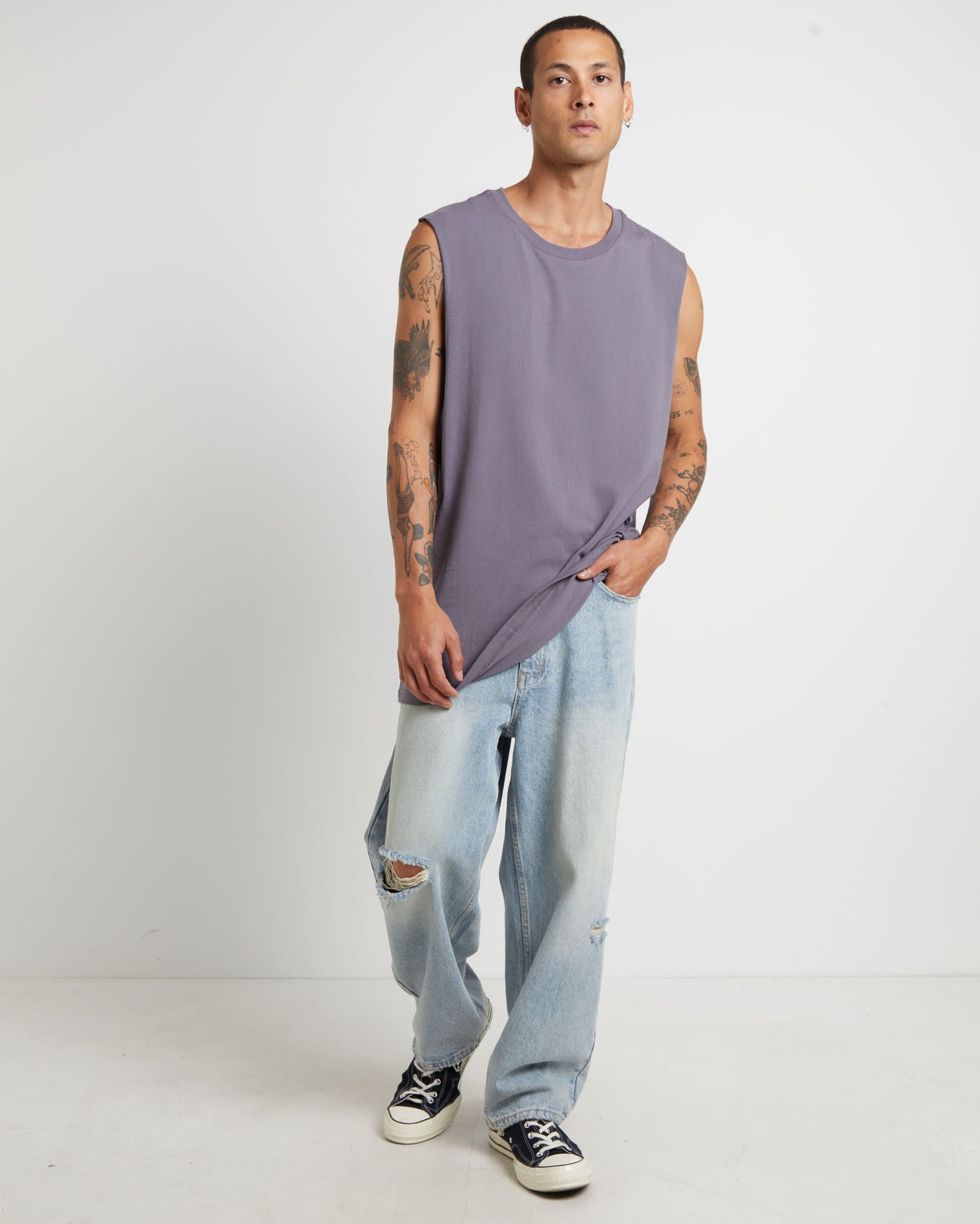 Muscle Tank in Pewter Grey