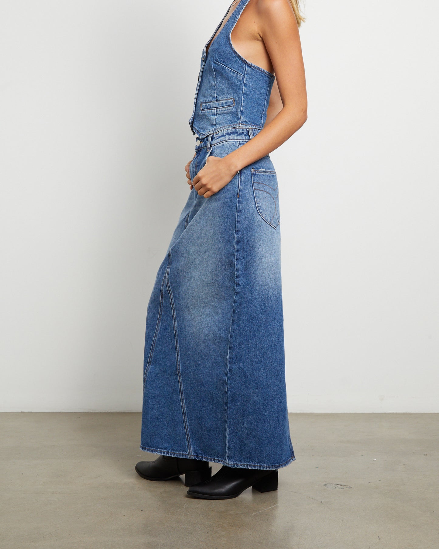 Boston Denim Maxi Skirt in Newtown