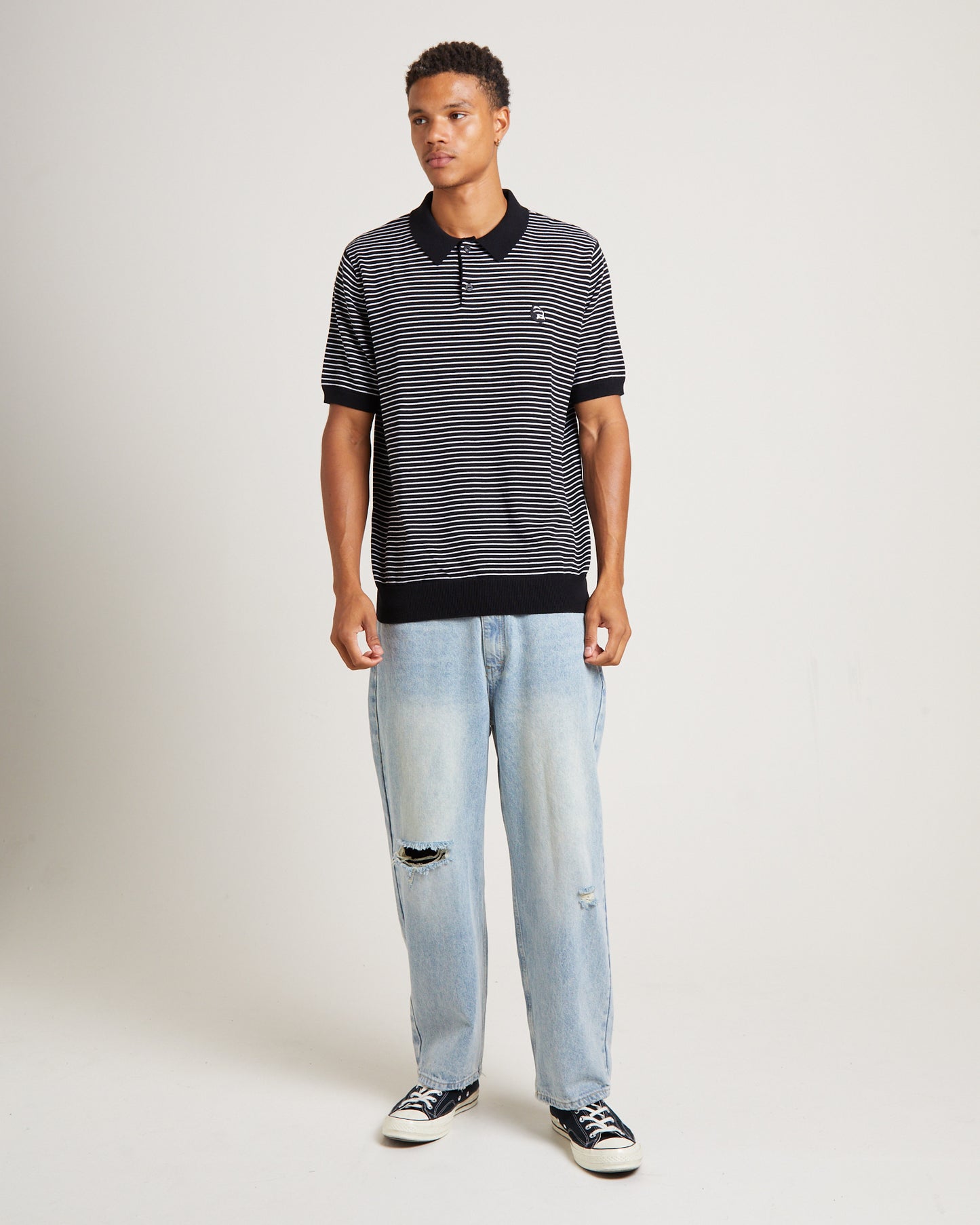 Rail Knit Short Sleeve Shirt in Black
