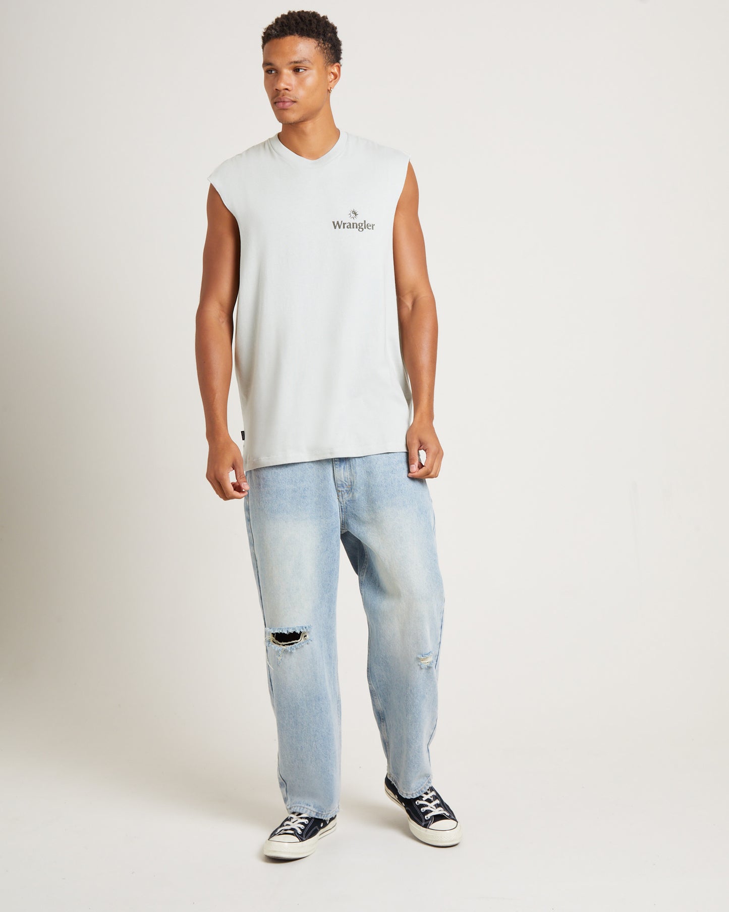 90s Vacay Muscle Tee in Steel Grey