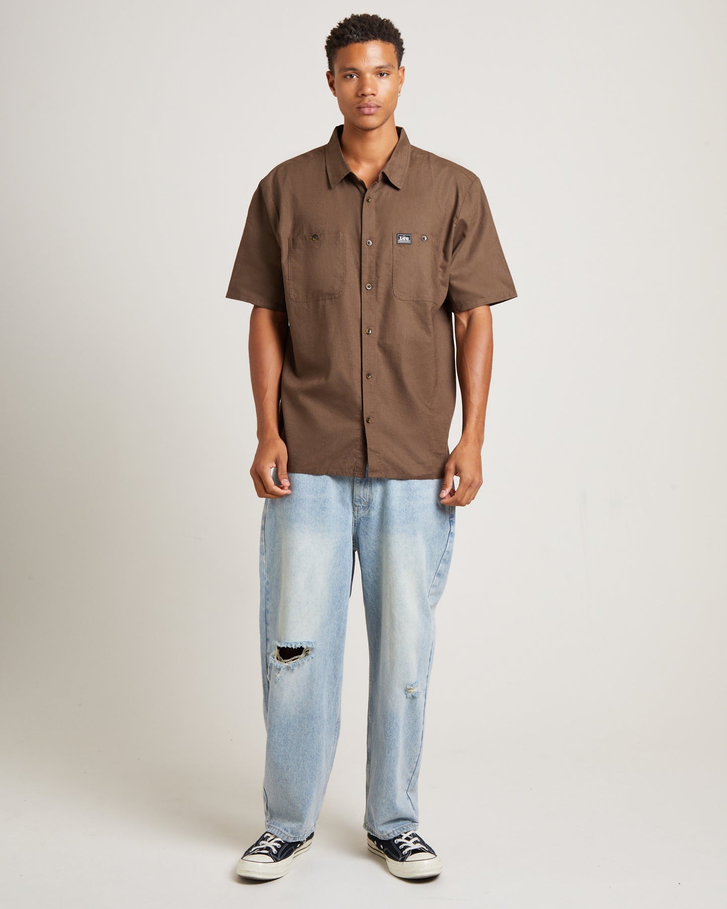 Lee Worker Short Sleeve Shirt in Linen Bark