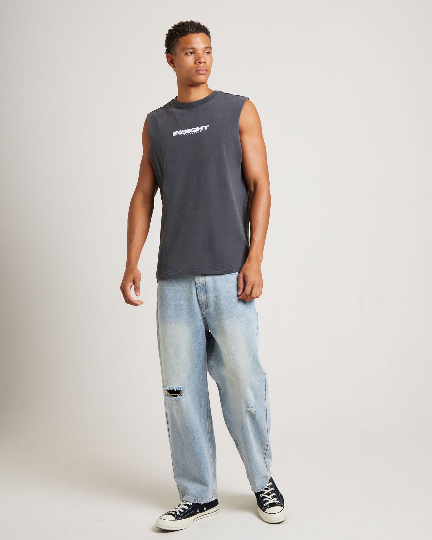 Establish Muscle Tank Tee in Vintage Black