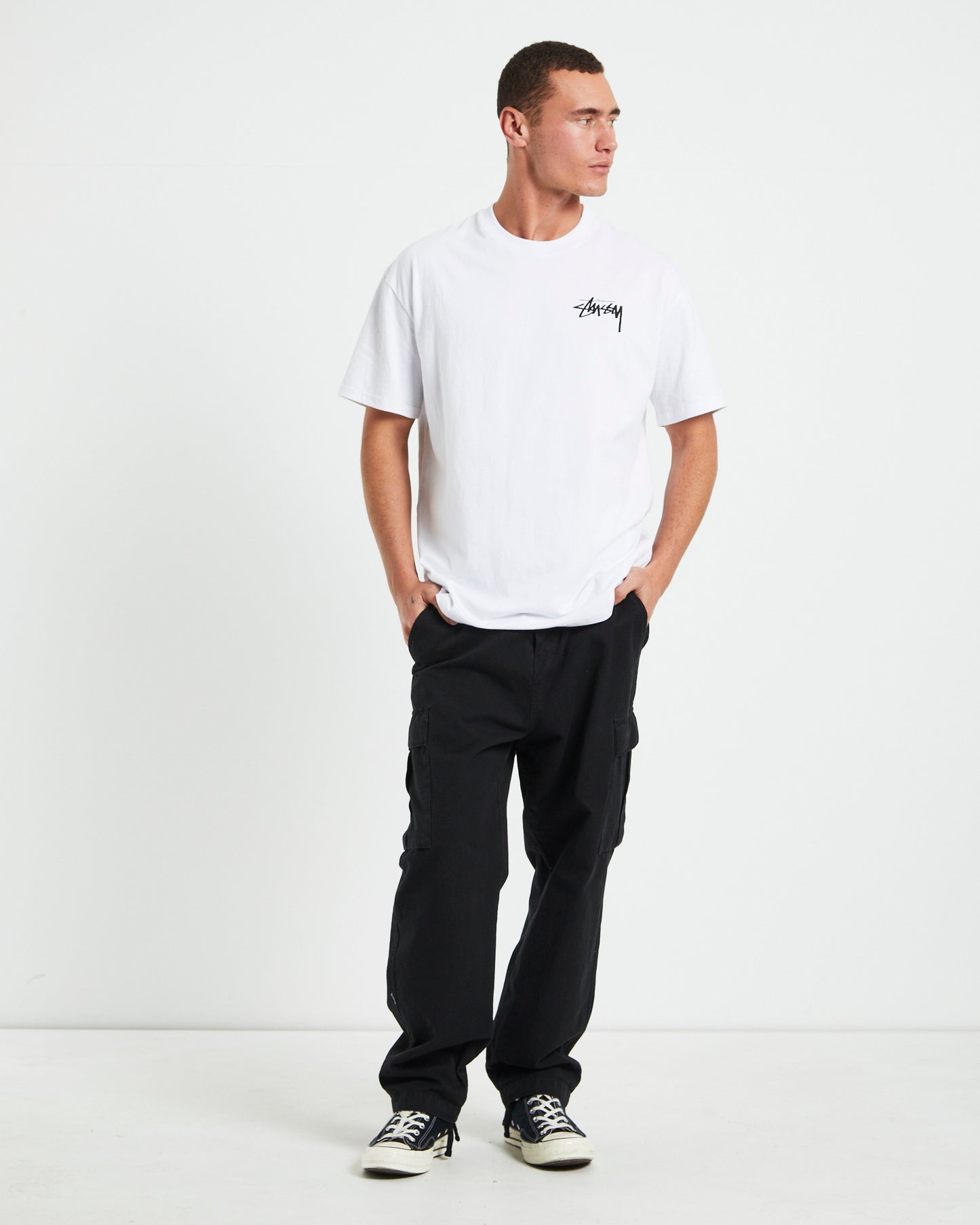 8 Ball Faded Heavyweight Short Sleeve T-Shirt in White