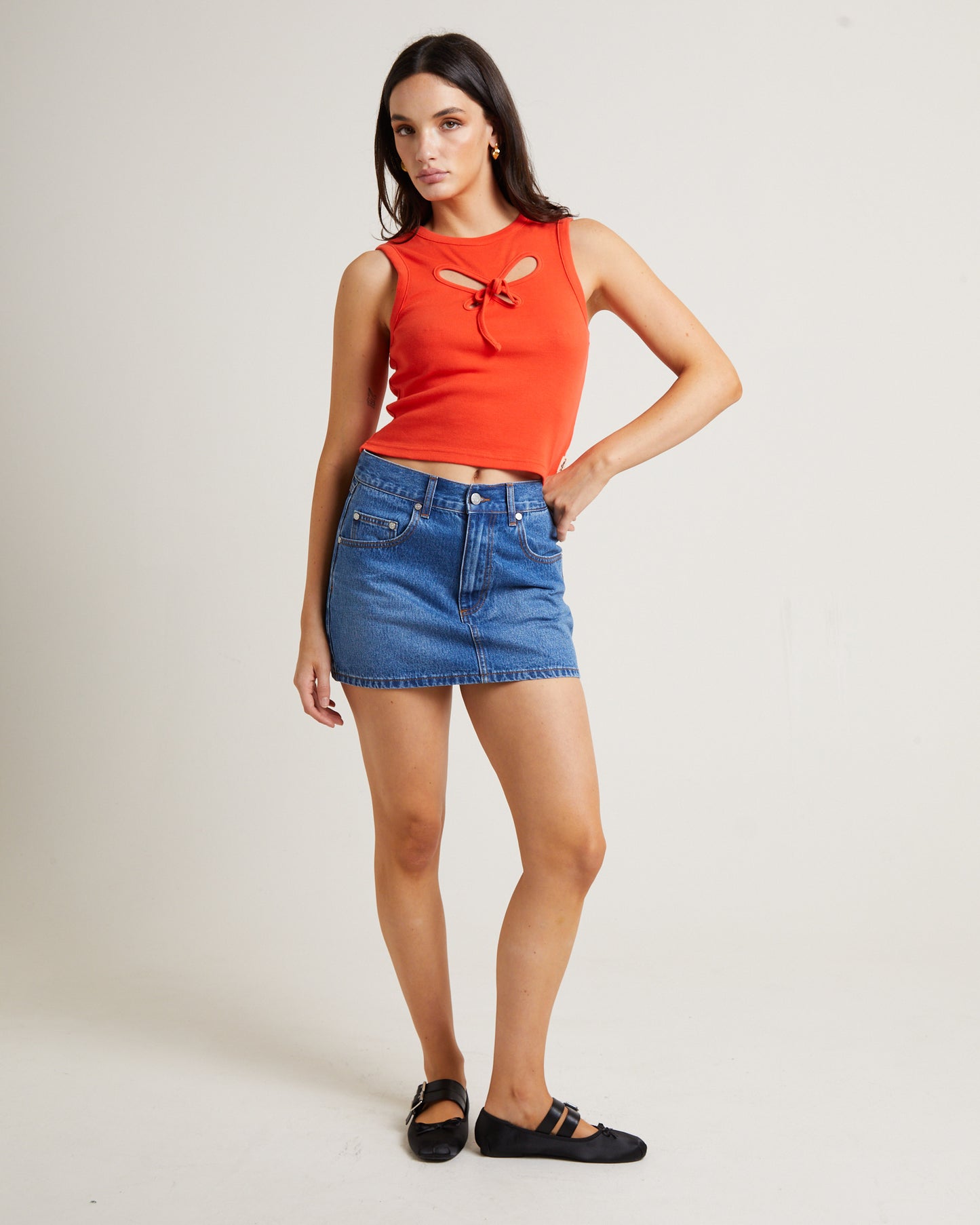 Blossom Cut Out Tank Top in Chilli Red