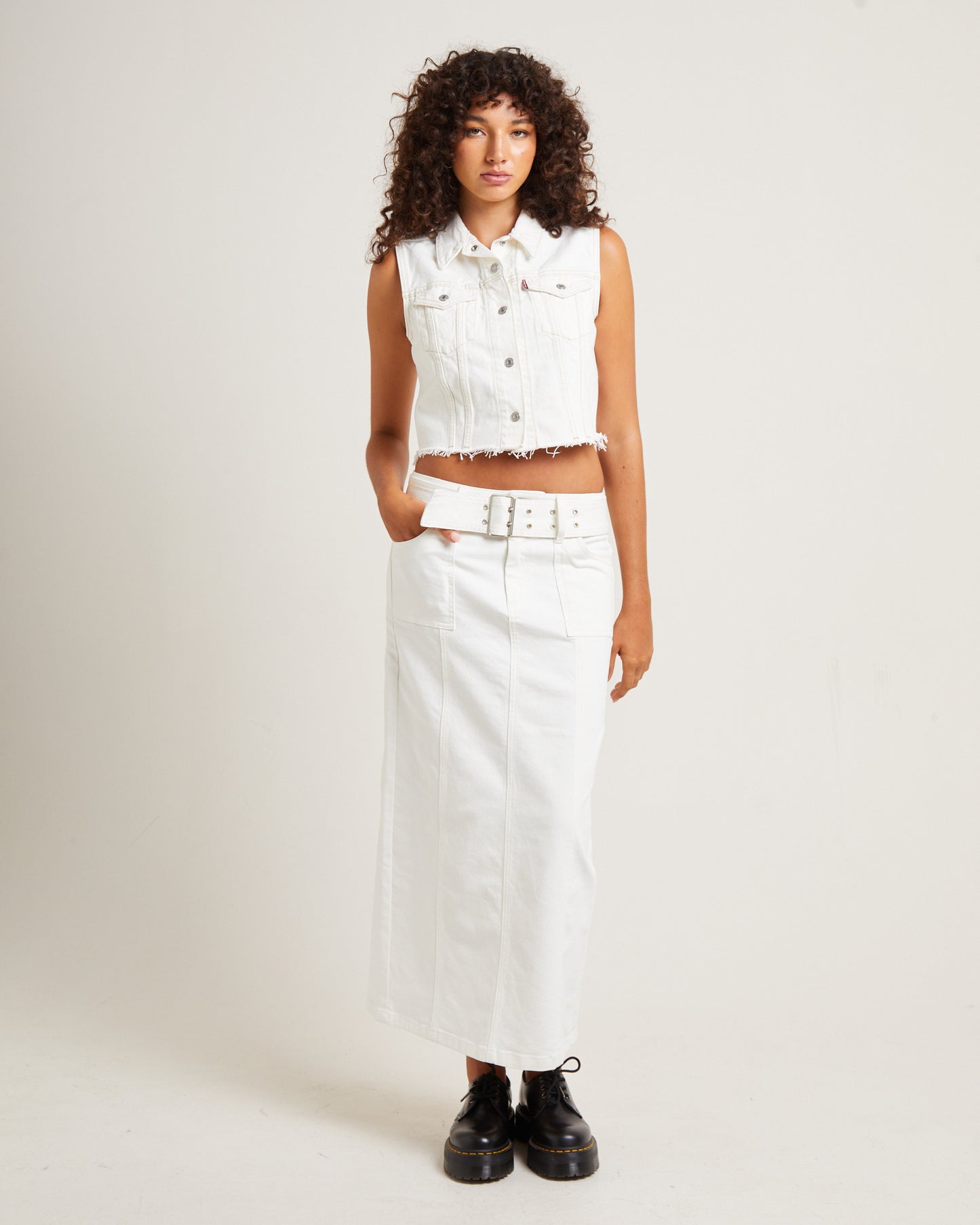 Billy Denim Maxi Skirt Vintage White