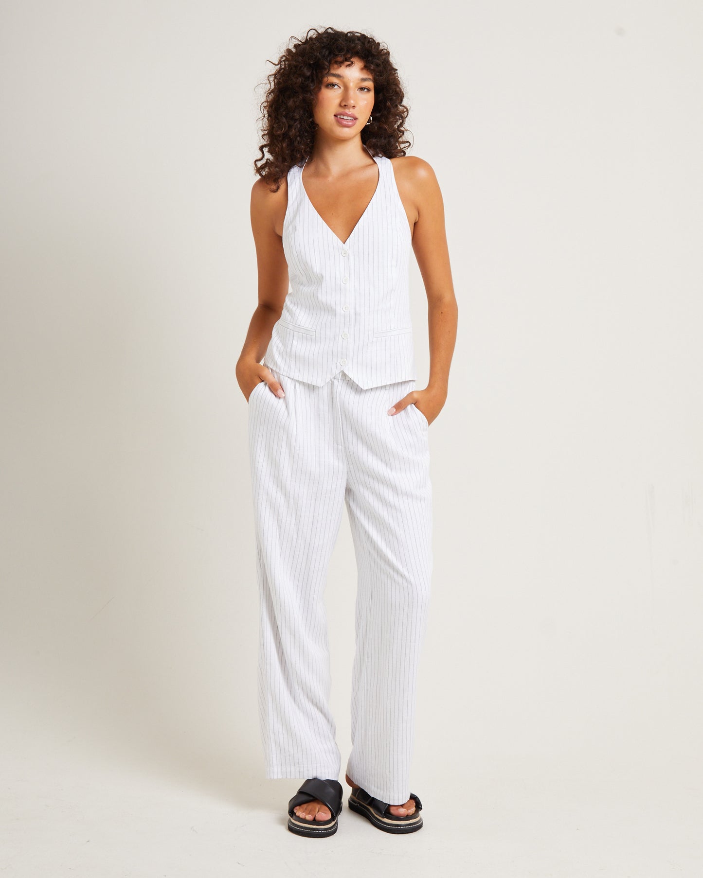 Jemimah Pinstripe Pants White