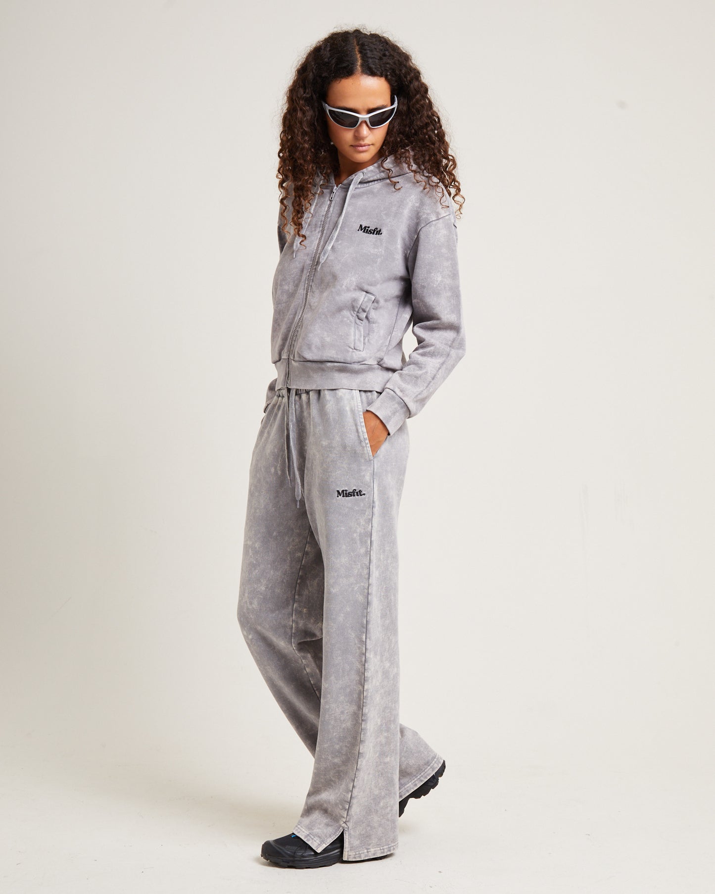 Australian Bones Zip Thru Hoodie Acid Grey