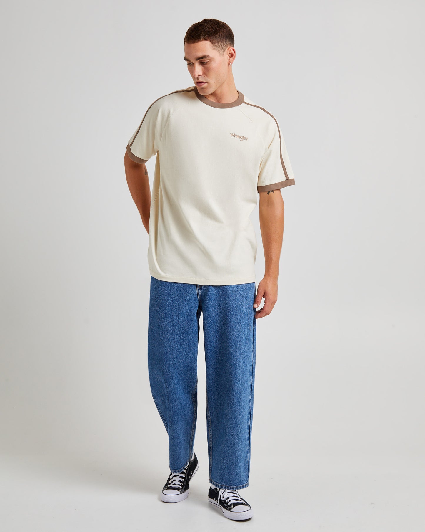 Ringer Short Sleeve T-Shirt Ecru