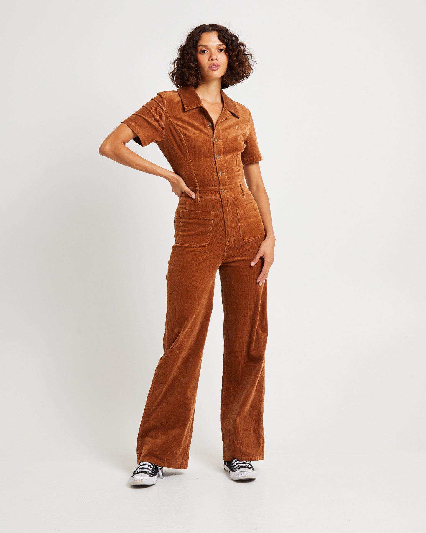 Josie Cord Romper Tan