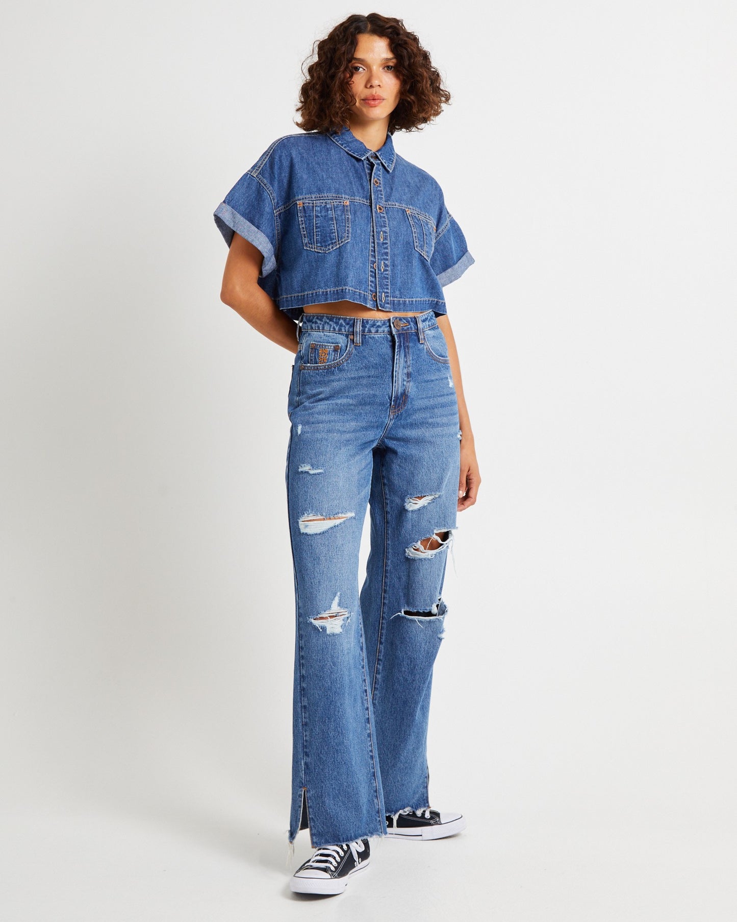 True Straight Leg Mid Waist Denim Billie Jeans