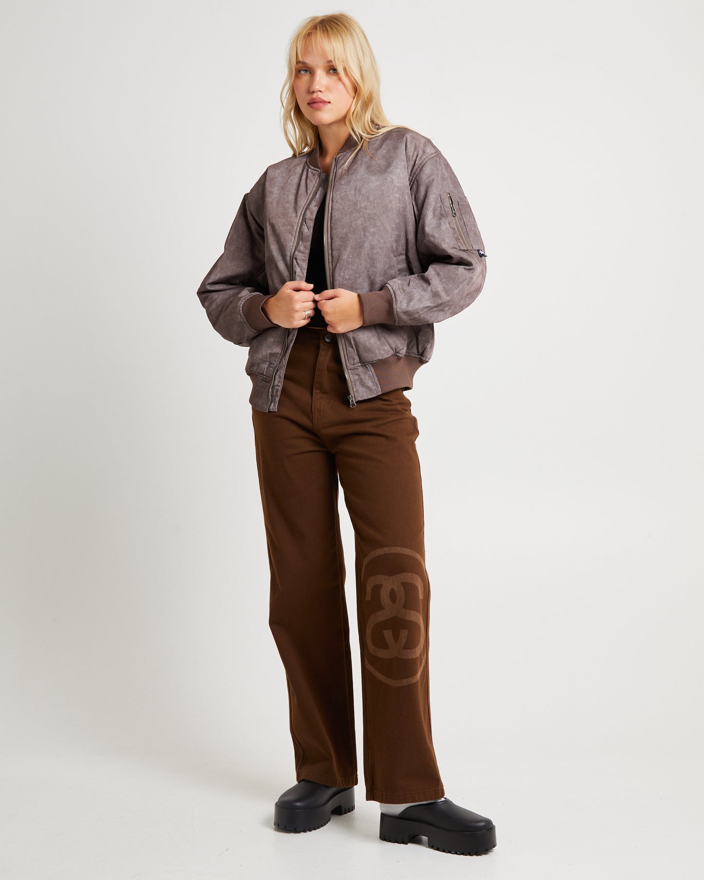 Nylon Bomber Jacket Chocolate