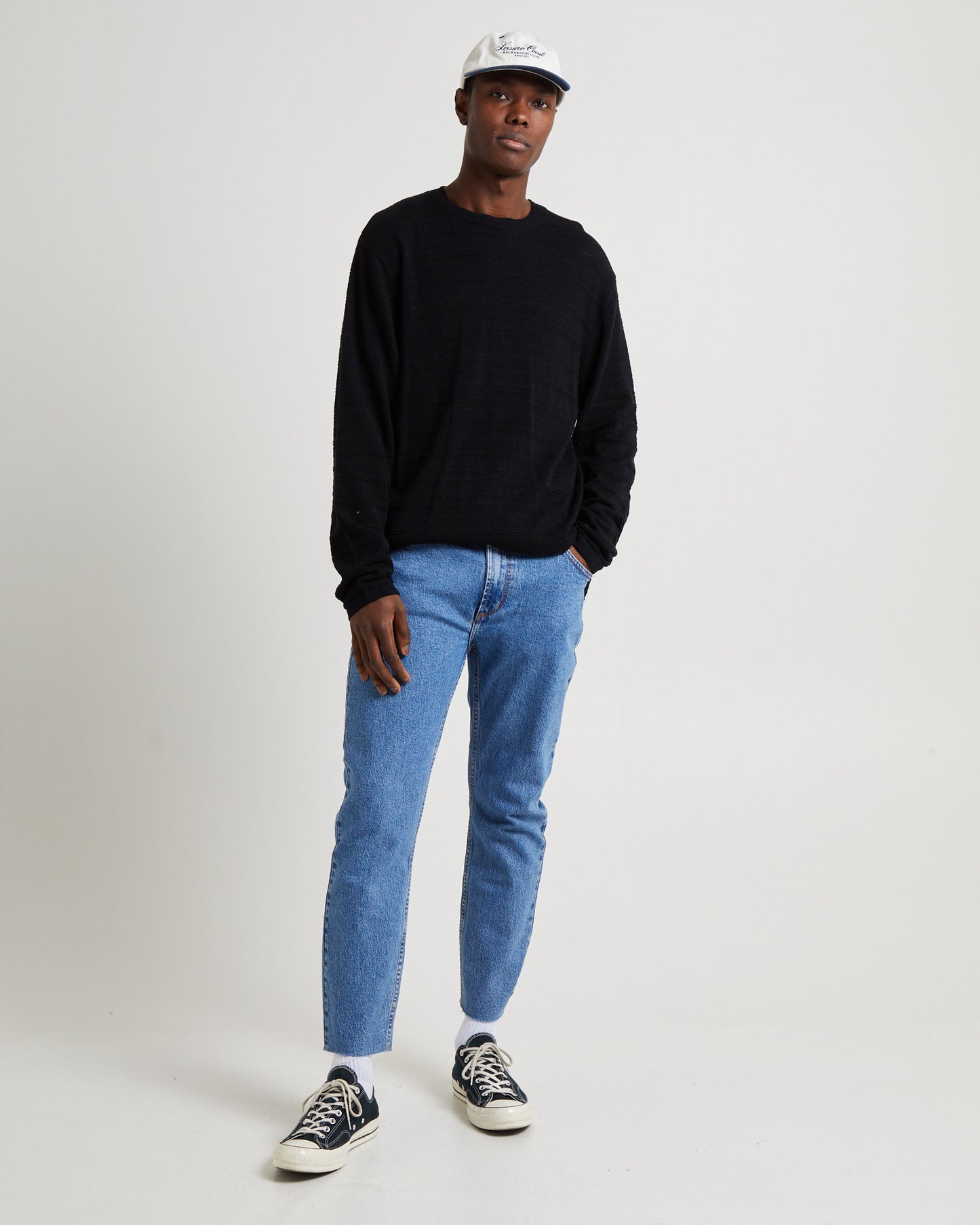 Geo Knit Long Sleeve T-Shirt Black