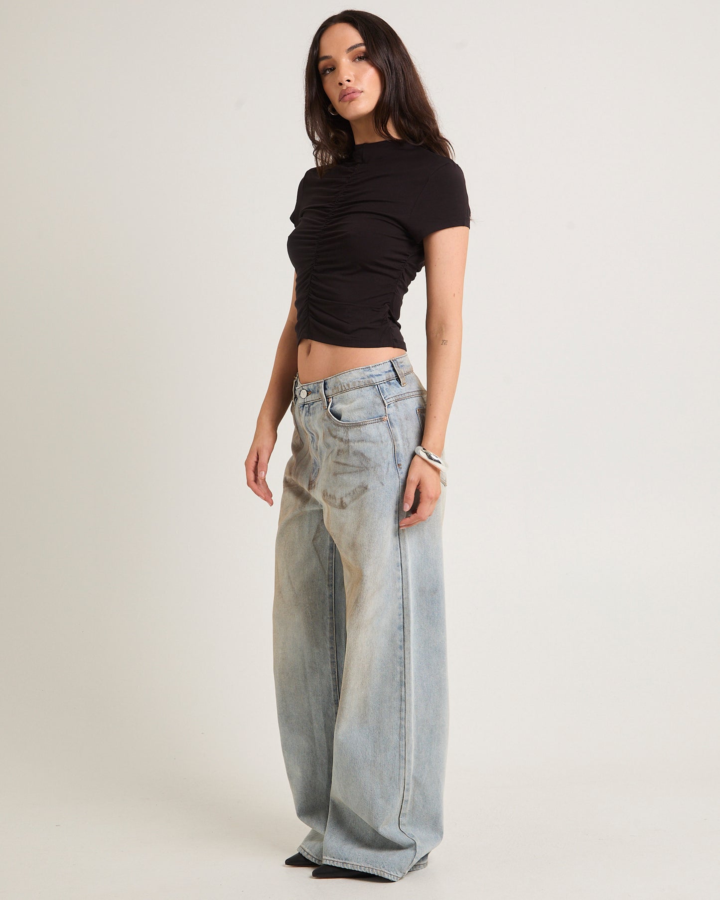 Ruched Mock Neck Top