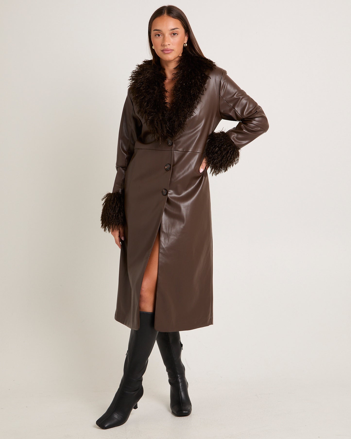 Kendall Contrast Fur Pu Coat