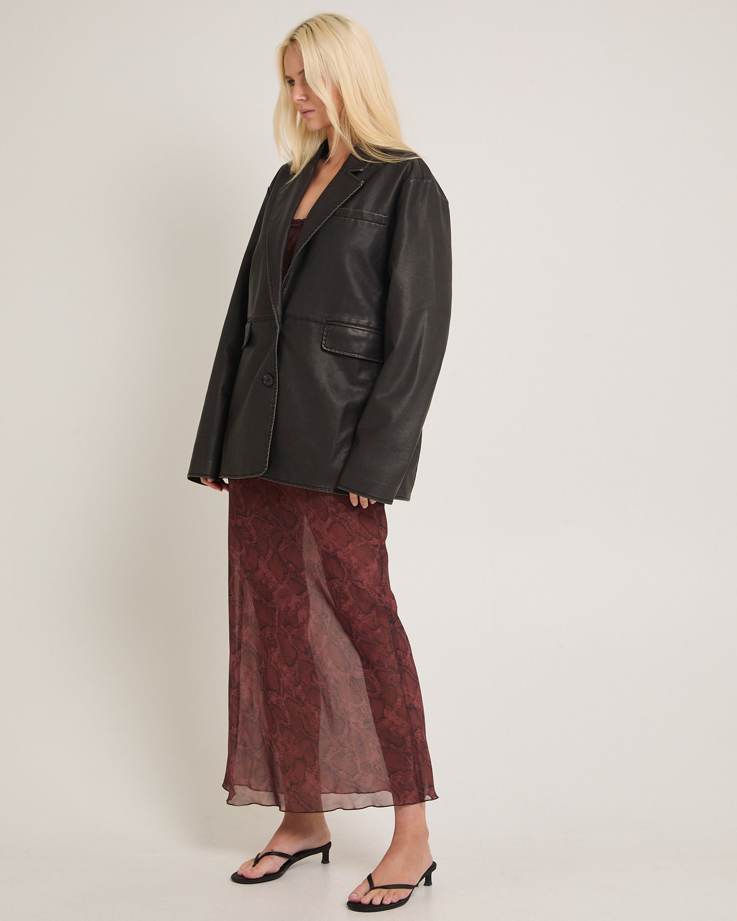 Esme Boxy Leather Look Blazer