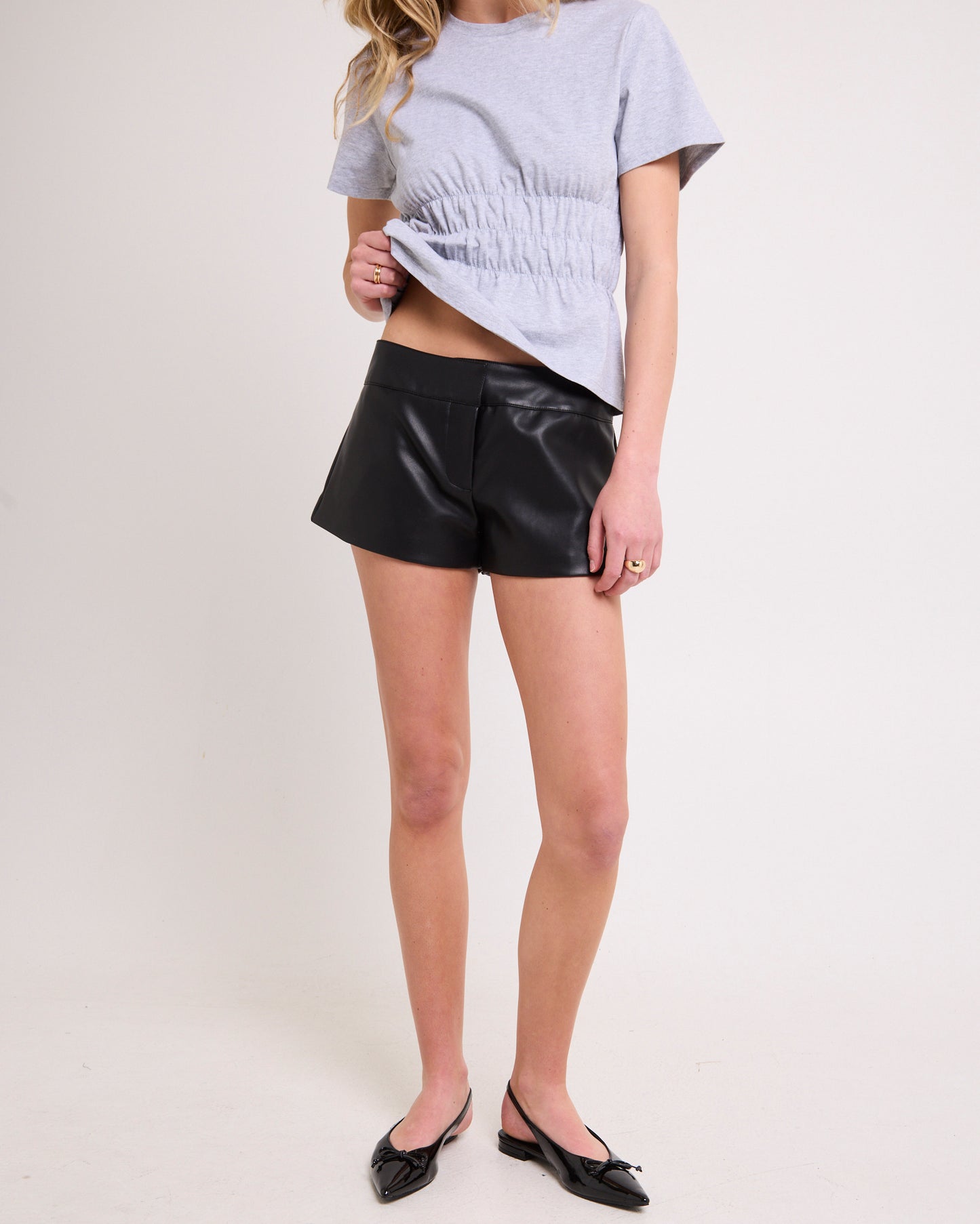Corey Leather Look Shorts