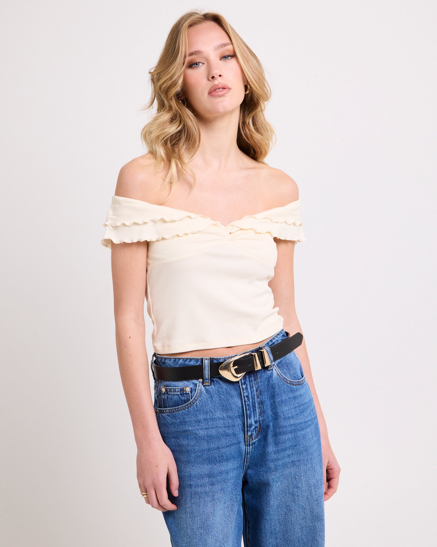 Mily Rib Ruffle Top