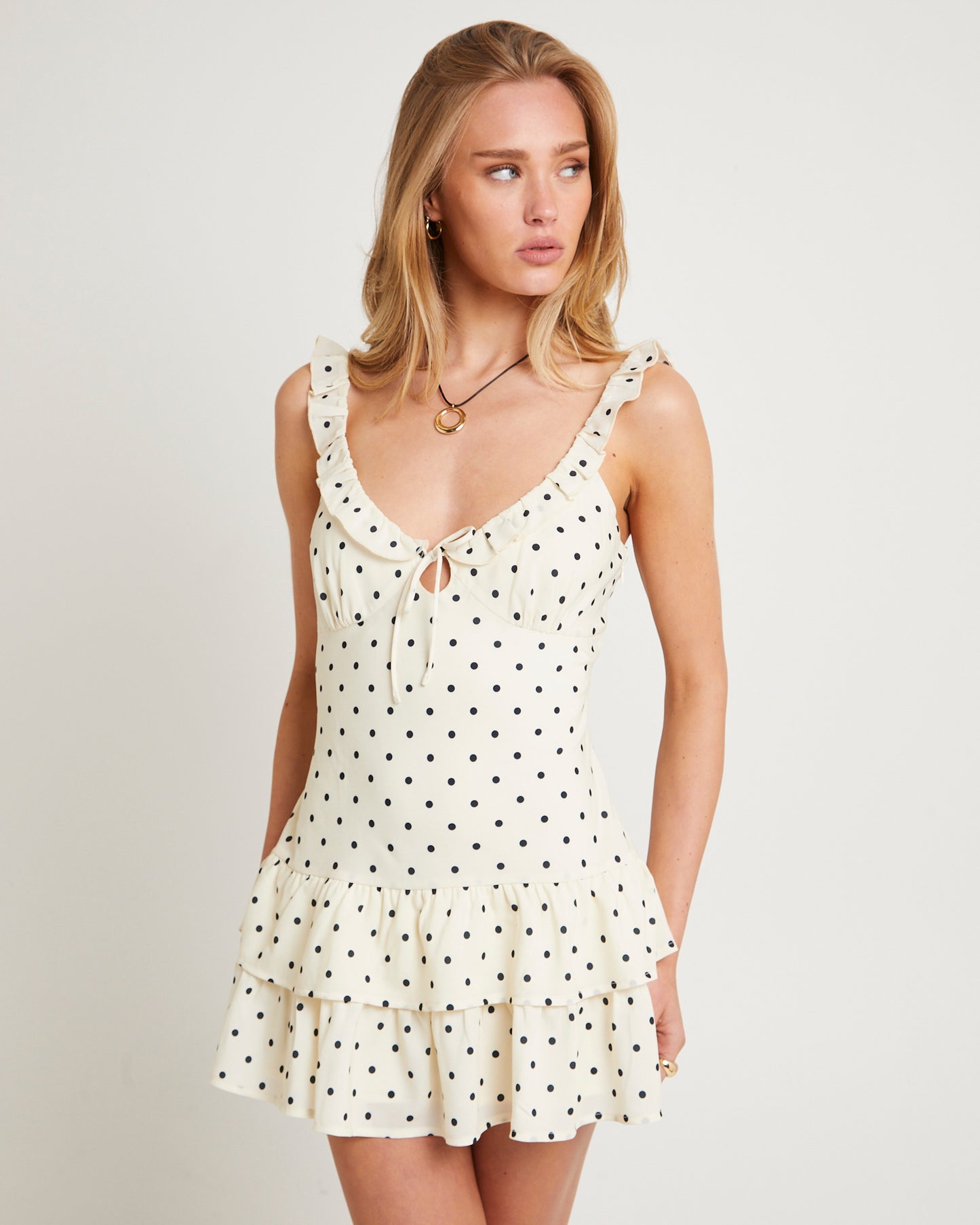 Helena Plunge Spot Mini Dress