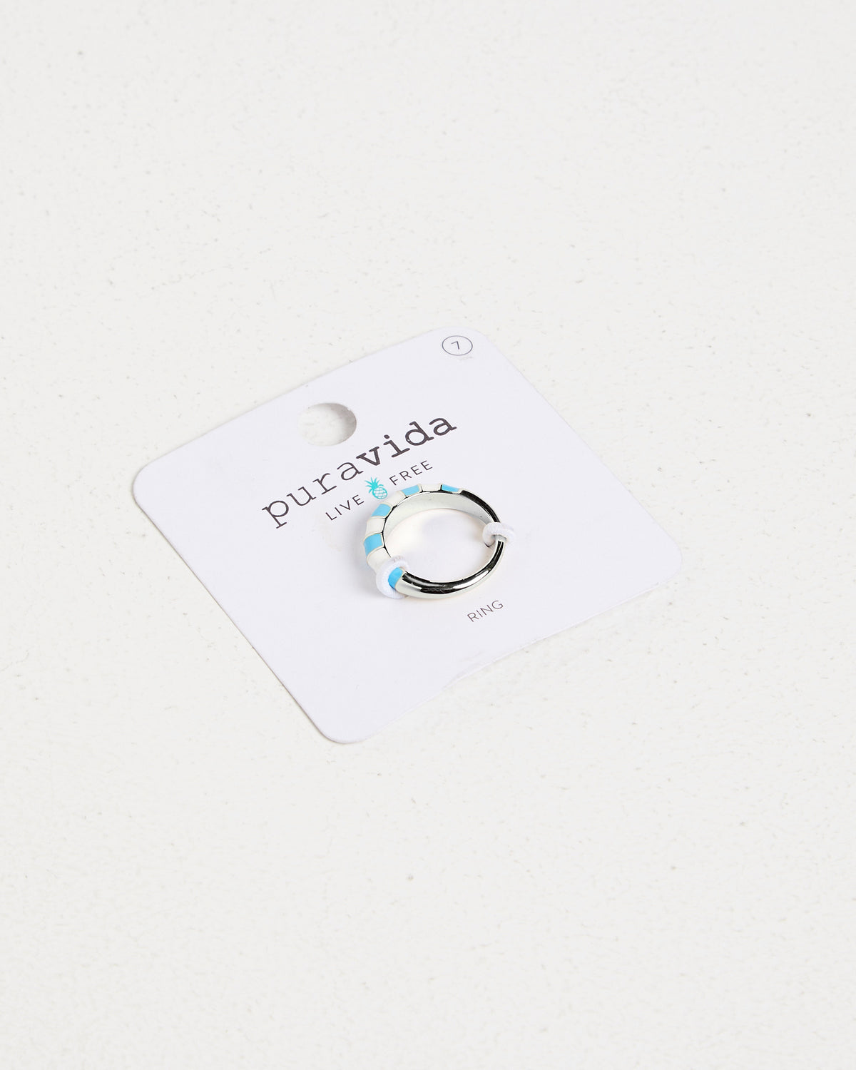 Striped Enamel Gold Ring BLUE & WHITE
