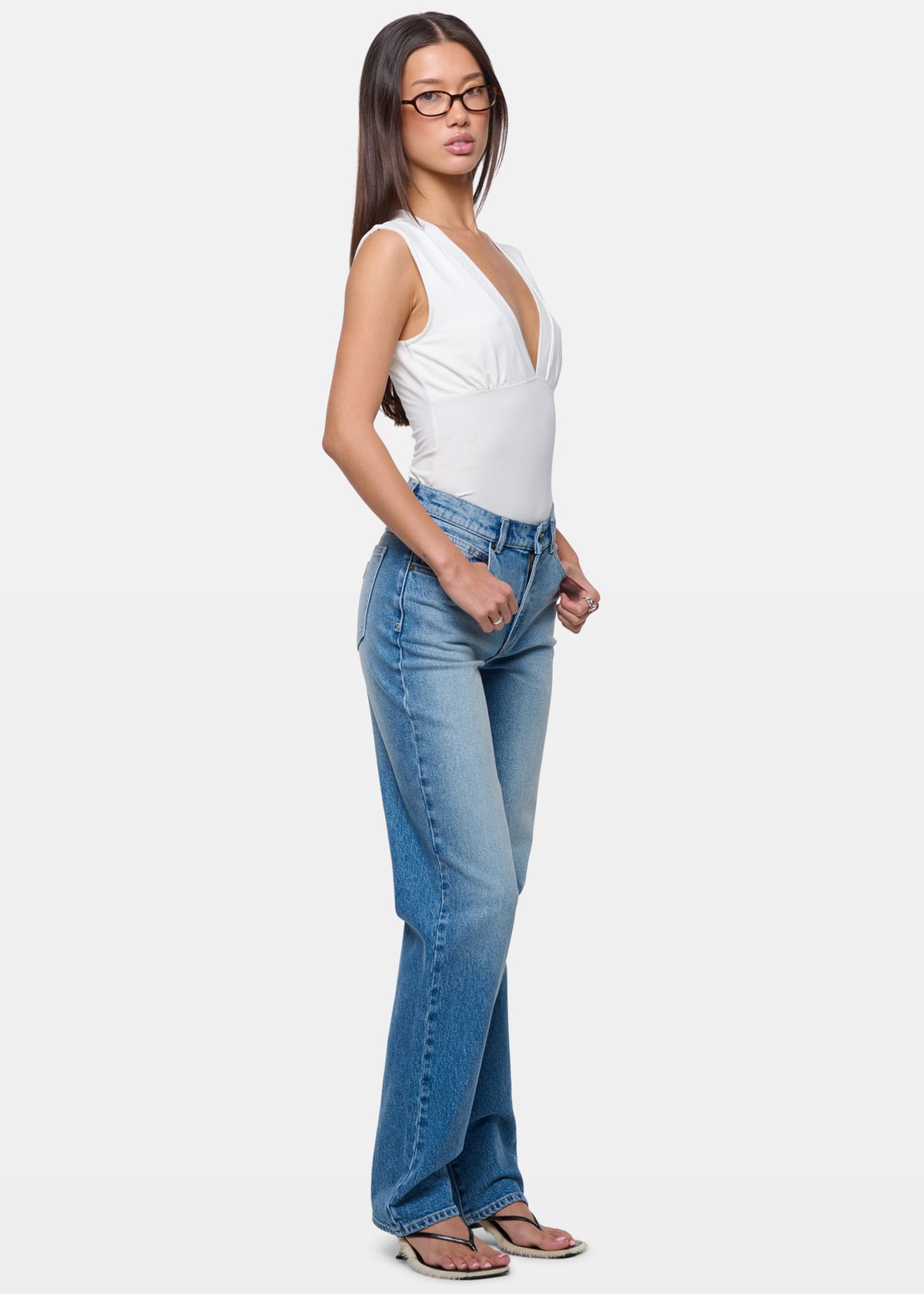95 Mid Straight Denim Jeans CELESTE