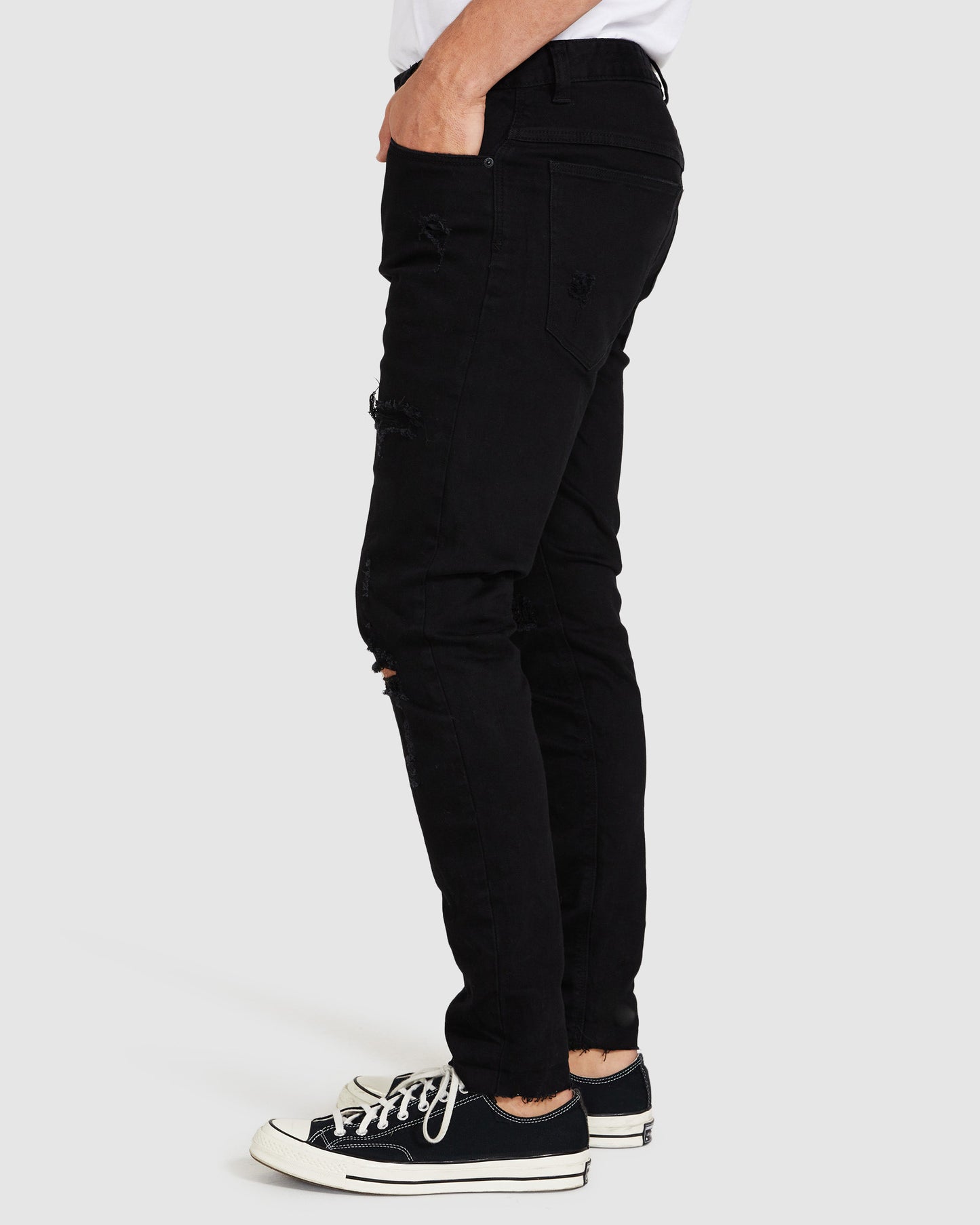 A Dropped Slim Turn Up Denim Jeans