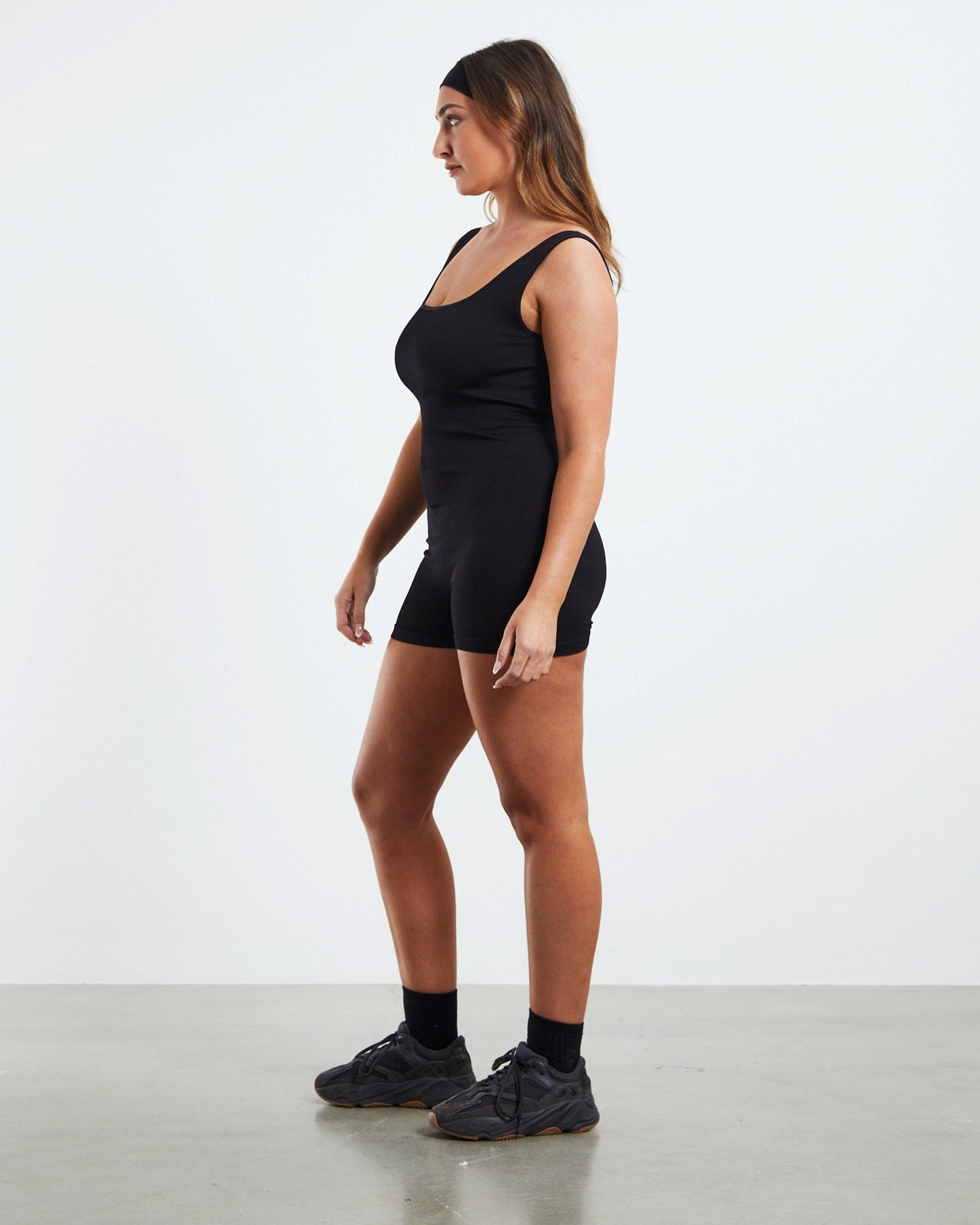 Rib Unitard Black