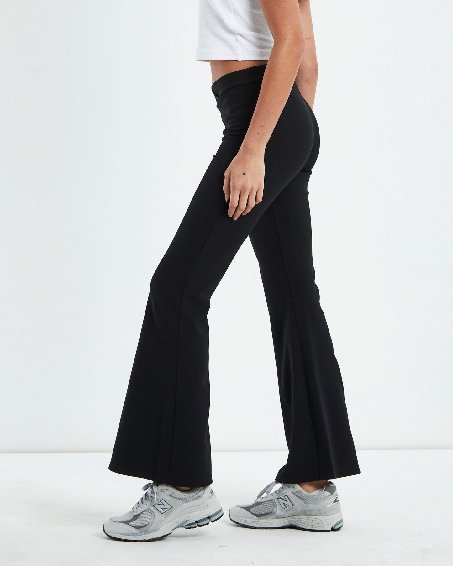 Zoe Dip Front Stretch Crepe Pants Black