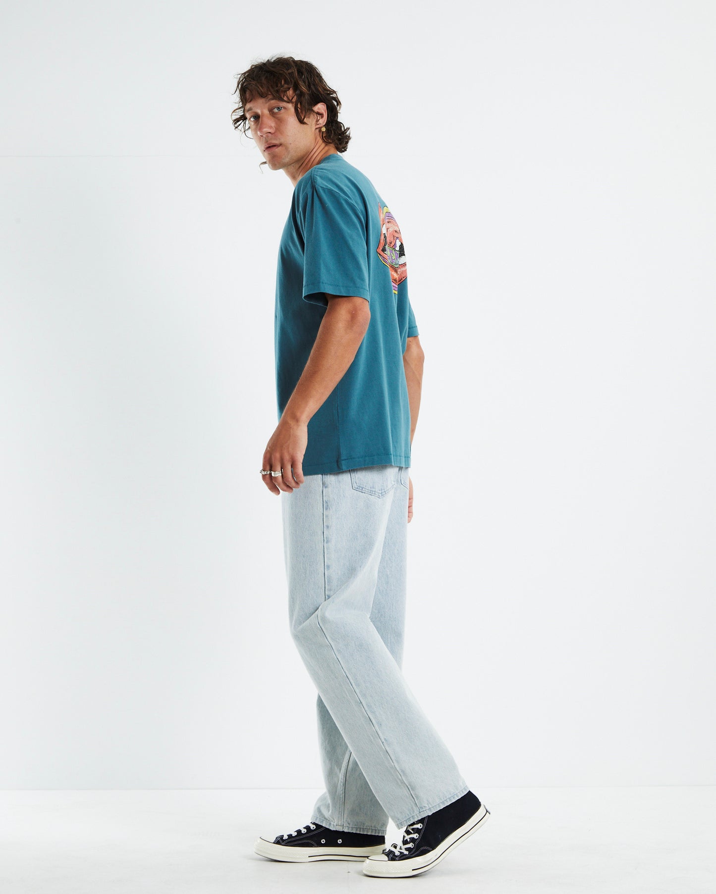 Teeth & Tongue Baggy T-Shirt Vintage Teal
