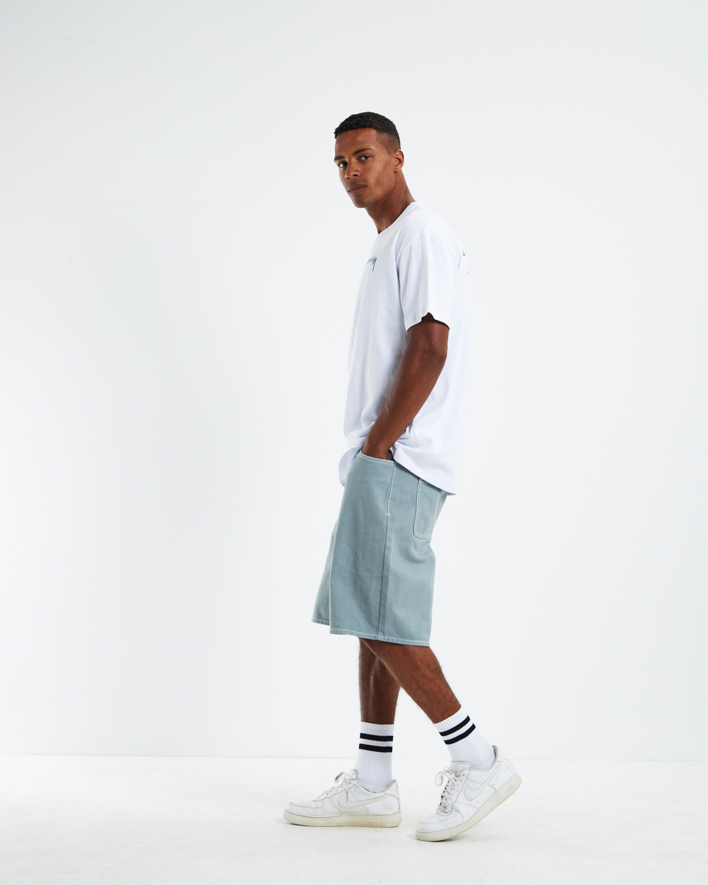 Shadow Script Short Sleeve T-Shirt White/Green