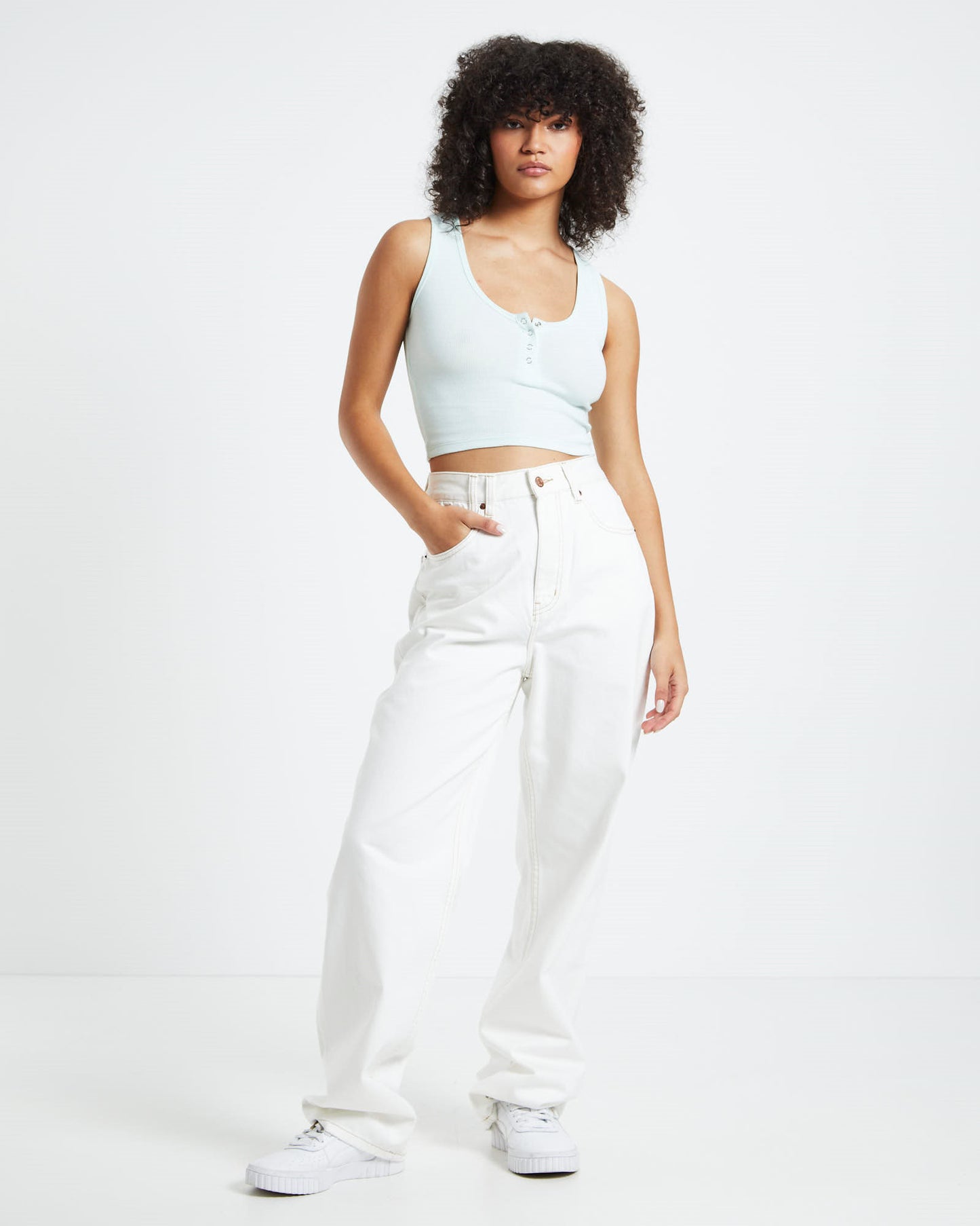 Scoop Henley Singlet Azure Blue