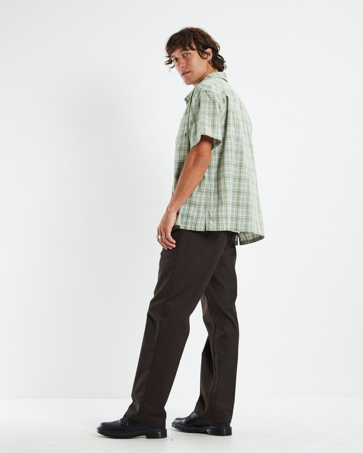 Textile Check Short Sleeve Shirt Green