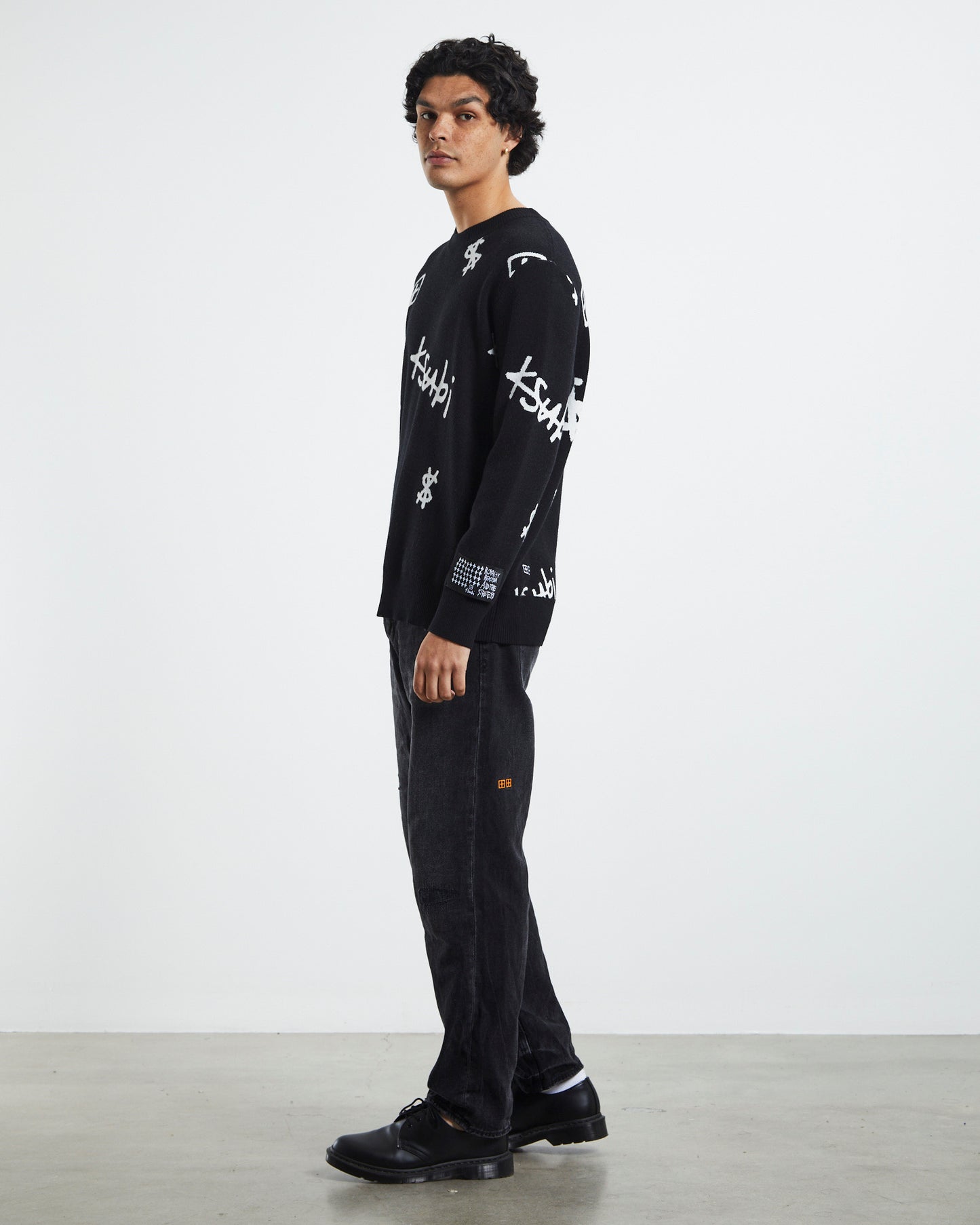 Kash Box Knit Crew Jumper Black