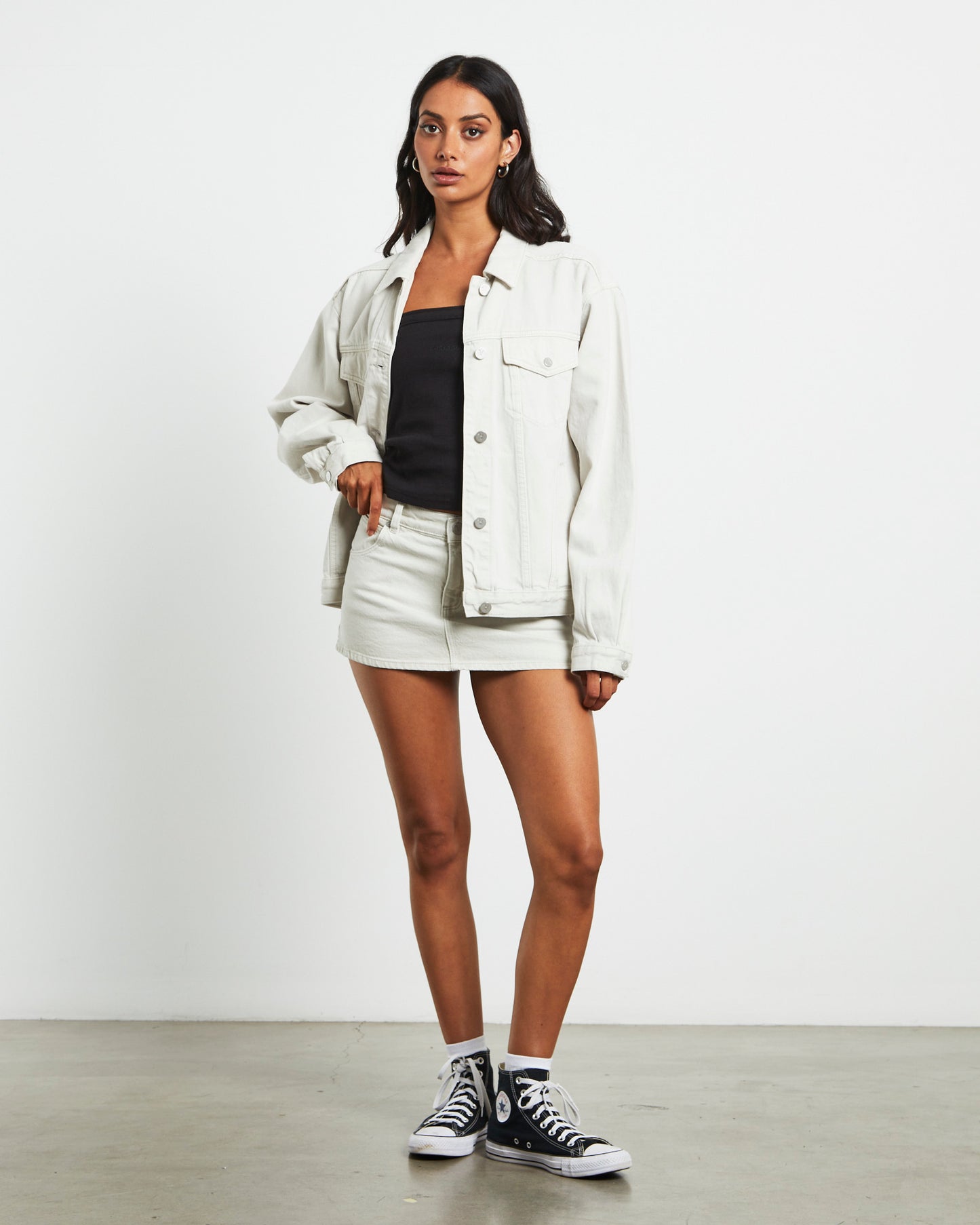 Slouch Denim Jacket in Chalk White