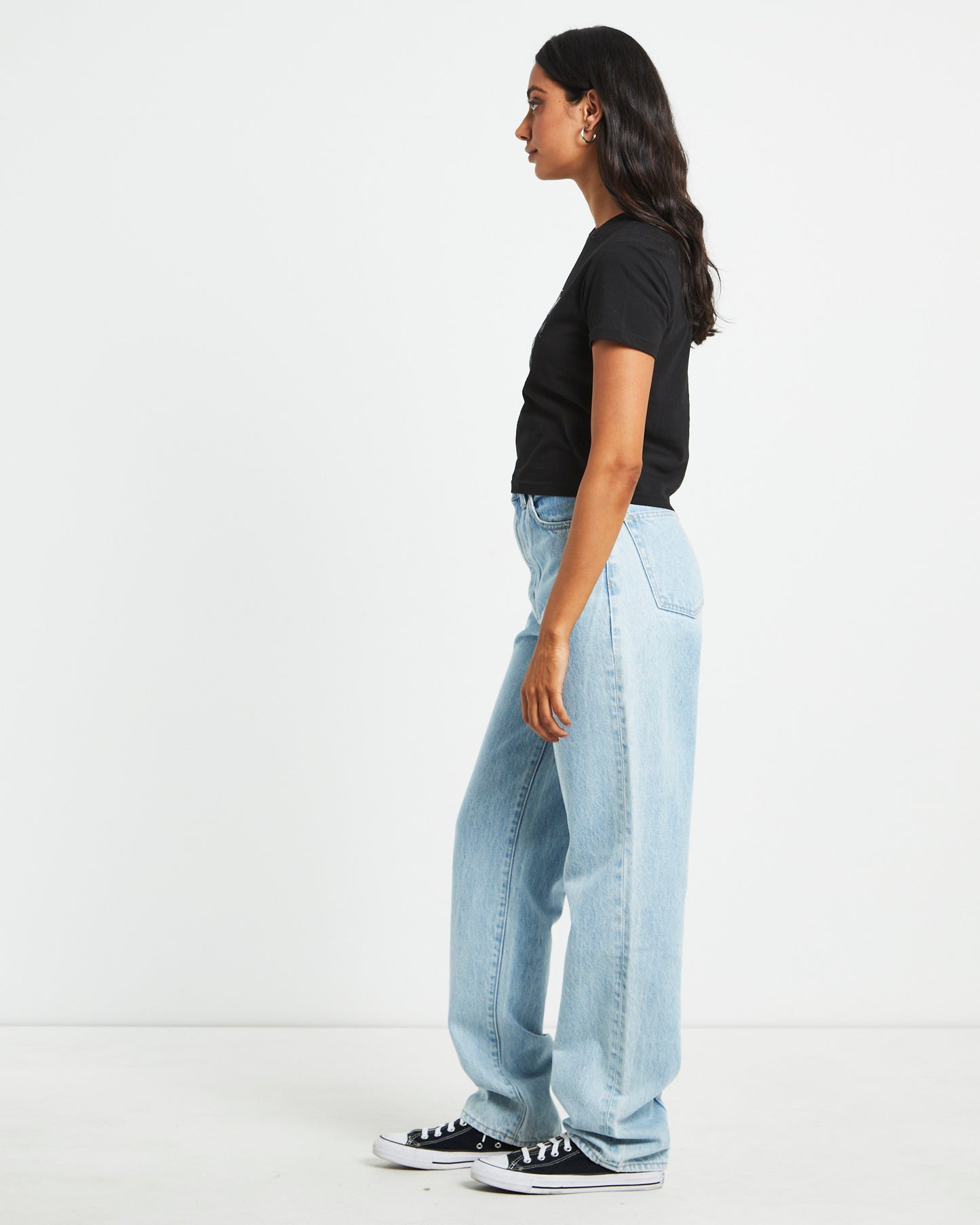 Rose Slim Short Sleeve T-Shirt in Black