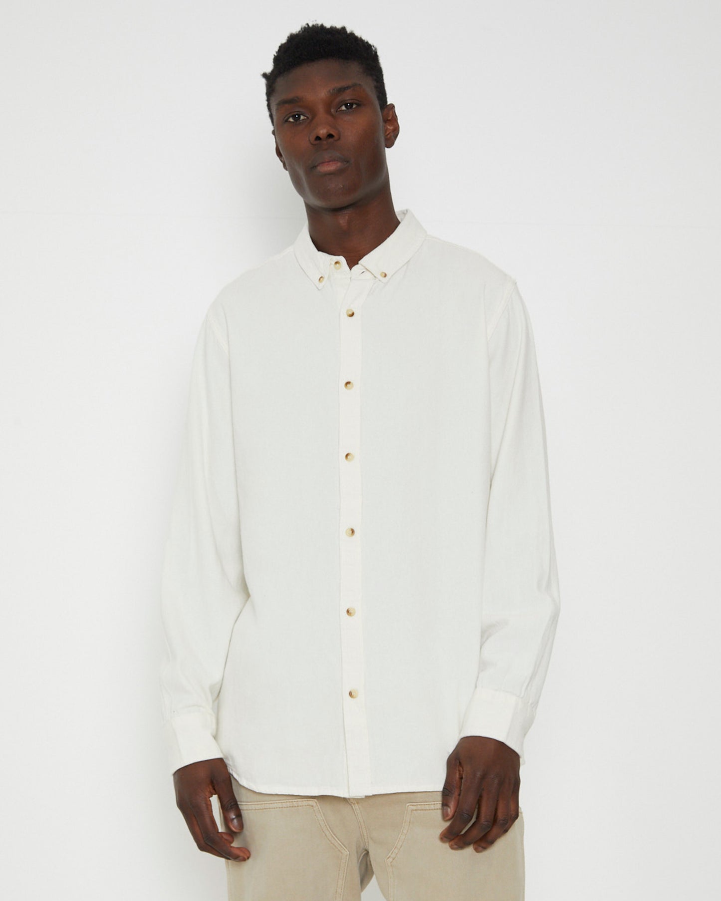 Men At Work Oxford Long Sleeve Shirt in White