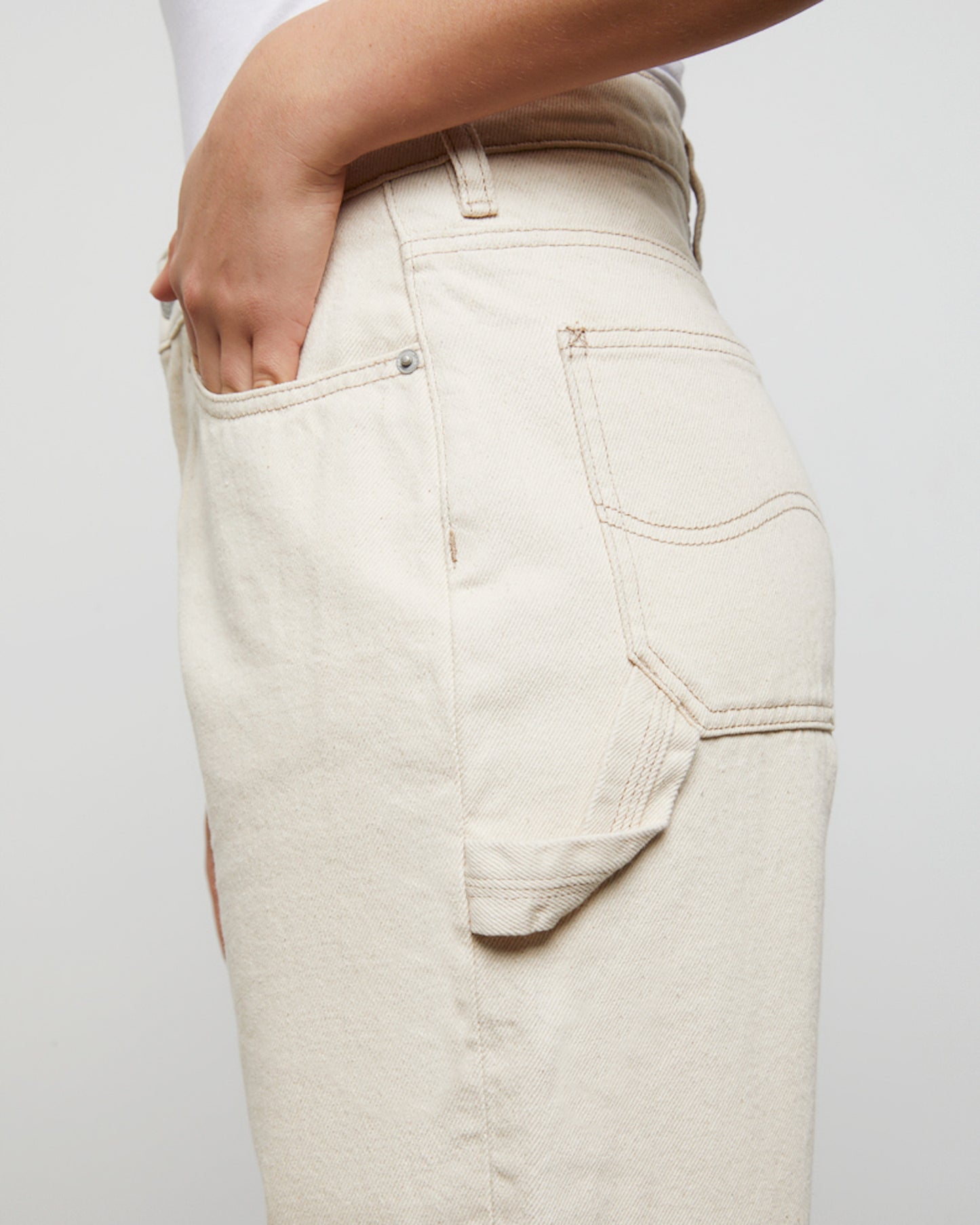 90s Mid Baggy Denim Jeans Organic Ecru