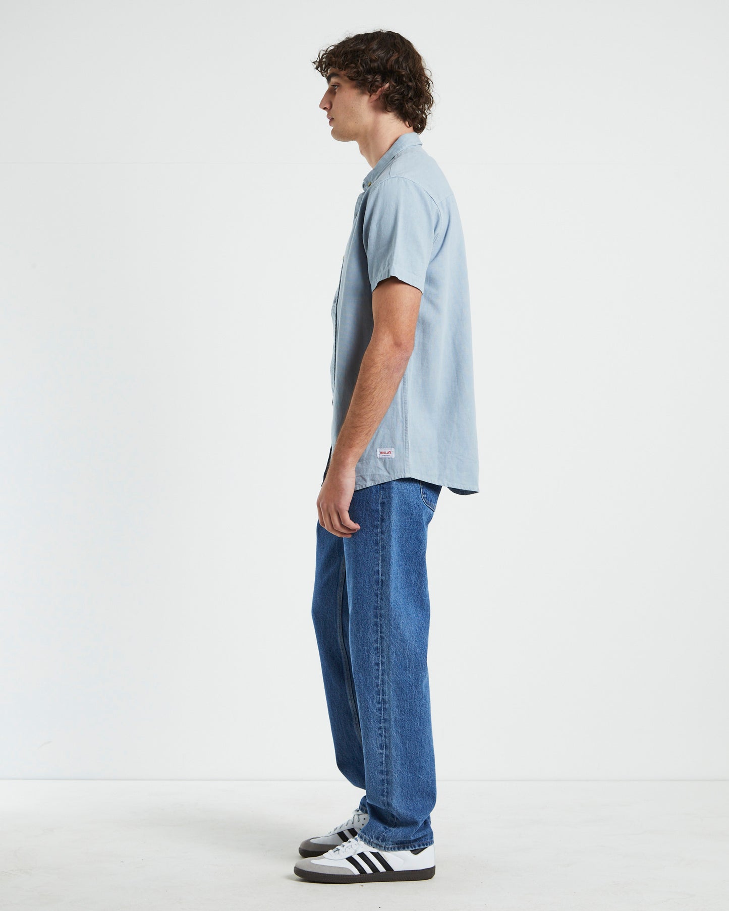 Men At Work Shor Sleeve Oxford Shirt in Sky Blue
