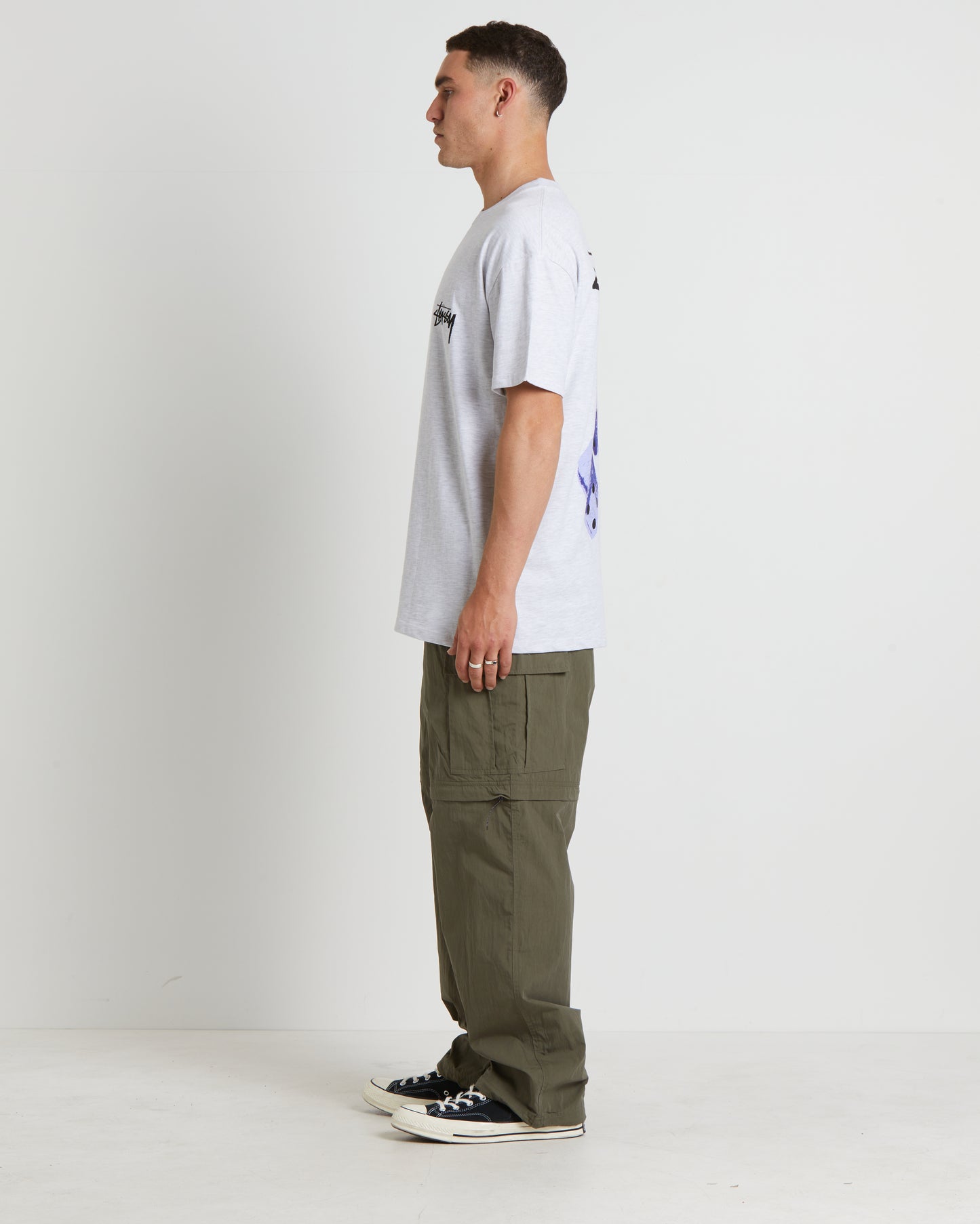 Fuzzy Dice Heavyweight Short Sleeve T-Shirt in Snow Marle Grey