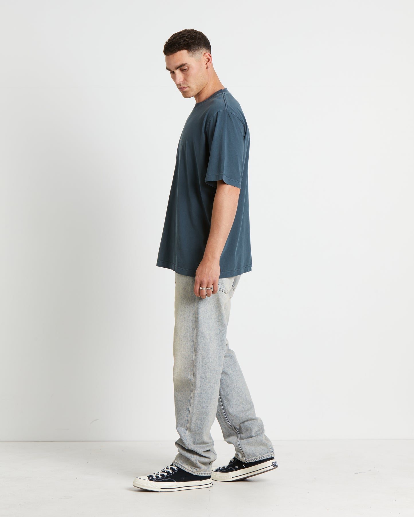 Samo Neuw Denim Logo Short Sleeve T-Shirt in Dark Pine
