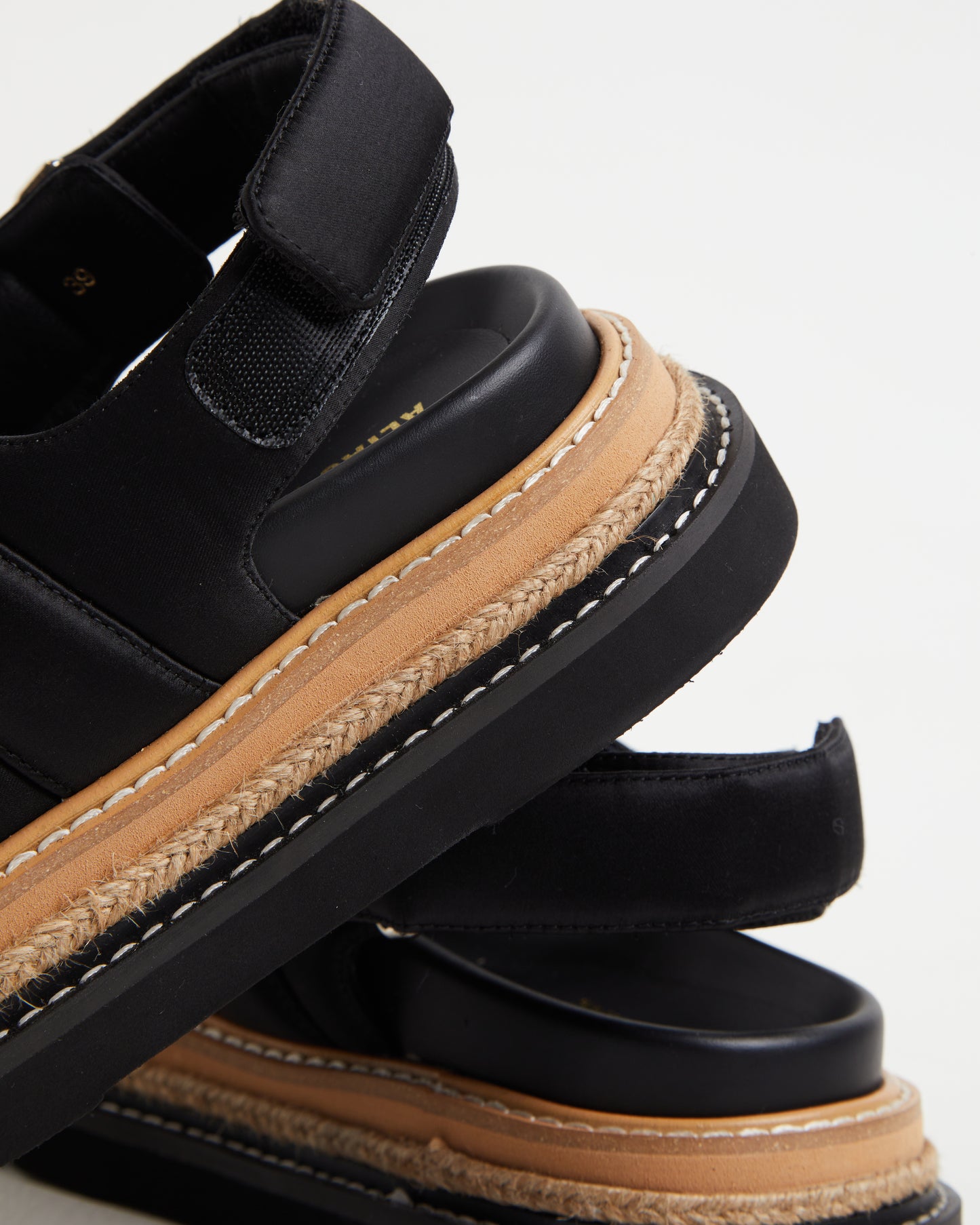 Veda Black Sandals in Satin Black