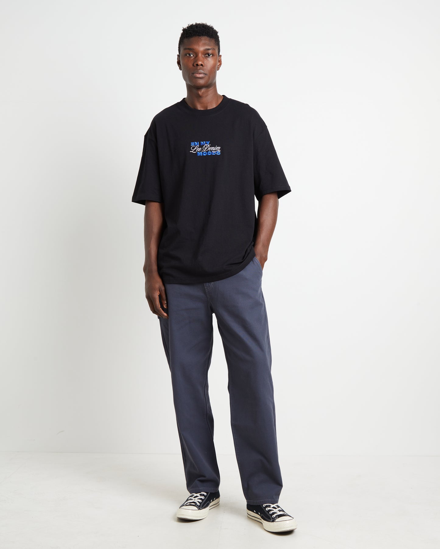Baggy Short Sleeve Moods T-Shirt in Black