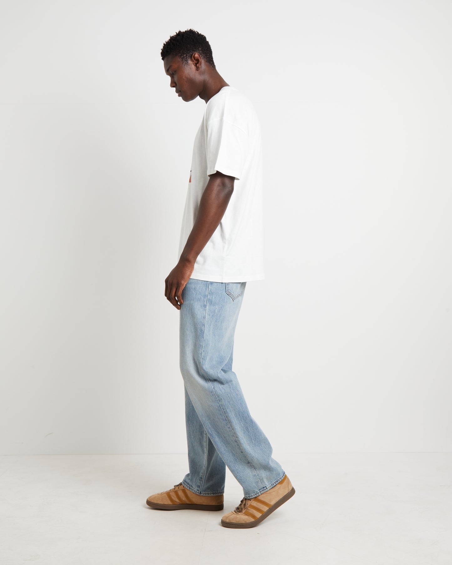 Jon Short Sleeve T-Shirt in Solid Washed White