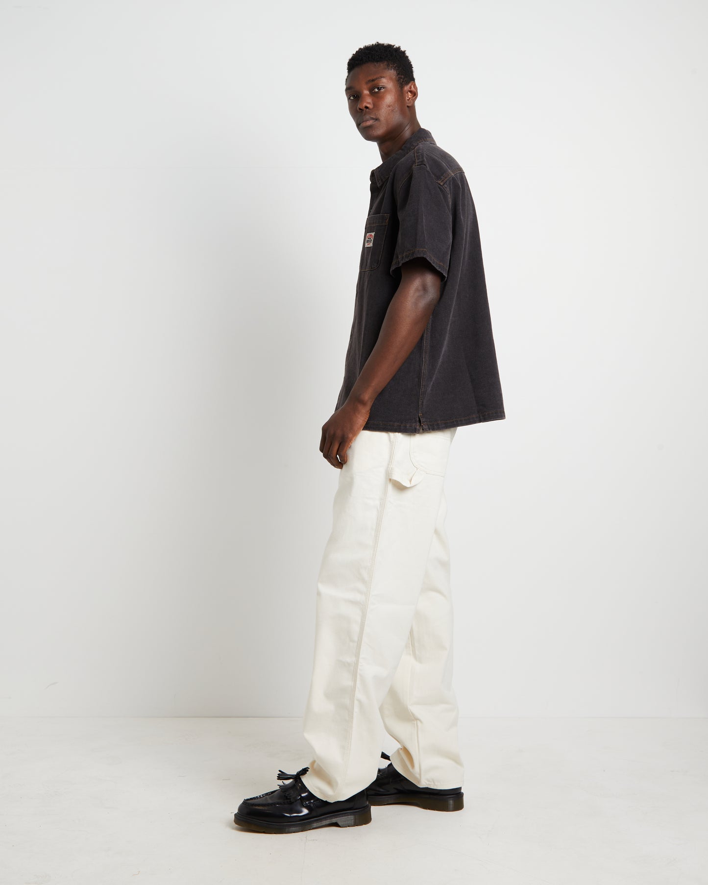 Workgear Denim Short Sleeve Shirt in Black Denim