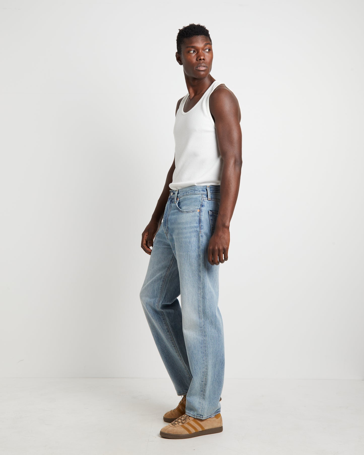 Trade Waffle Tank in Vintage White