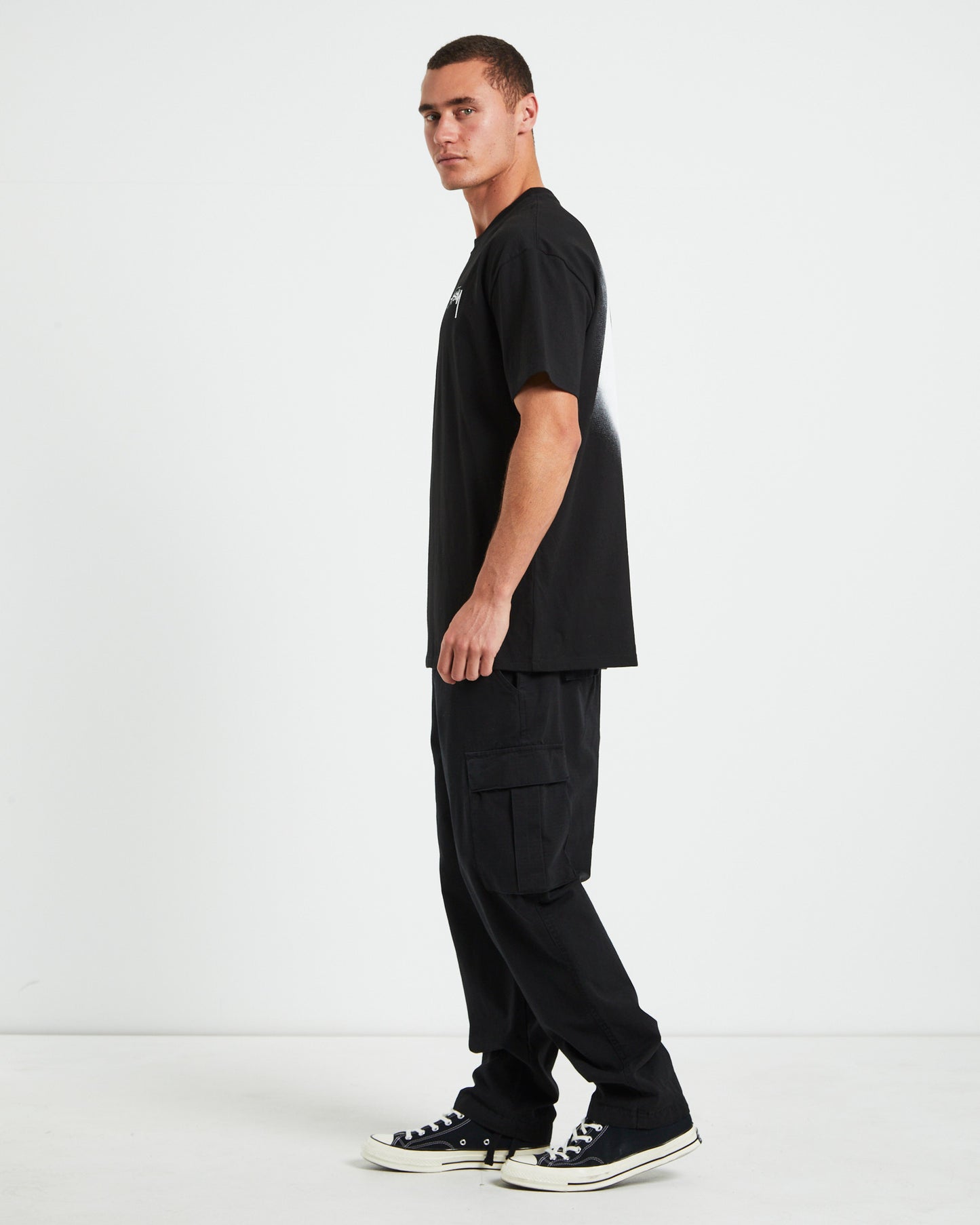 8 Ball Faded Heavyweight Short Sleeve T-Shirt in Black
