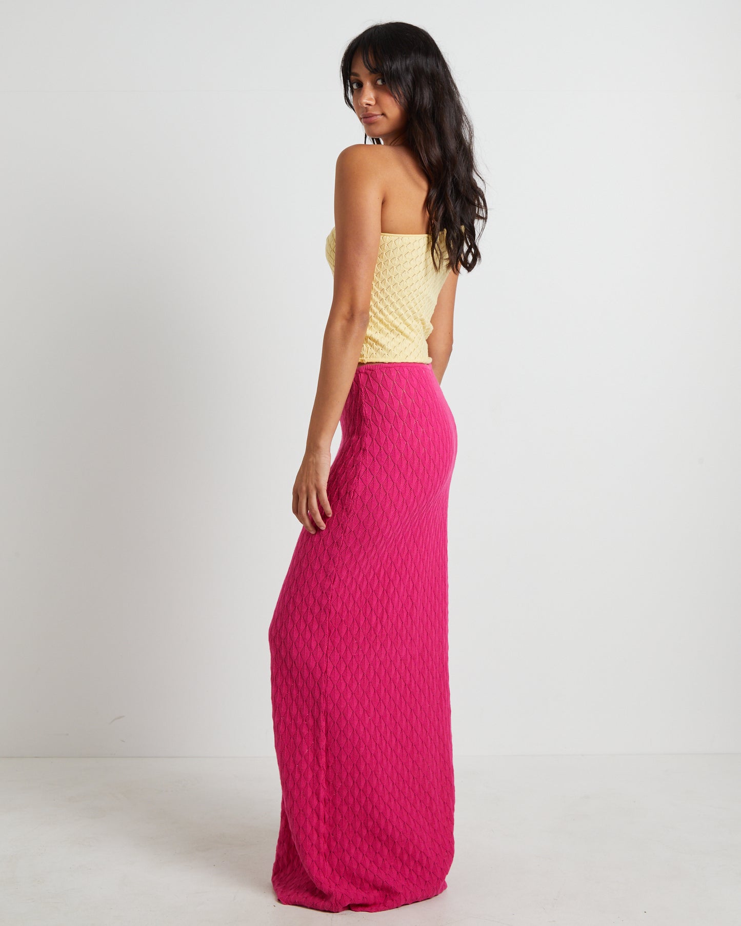 Kerby Crochet One Shoulder Top in Lemon