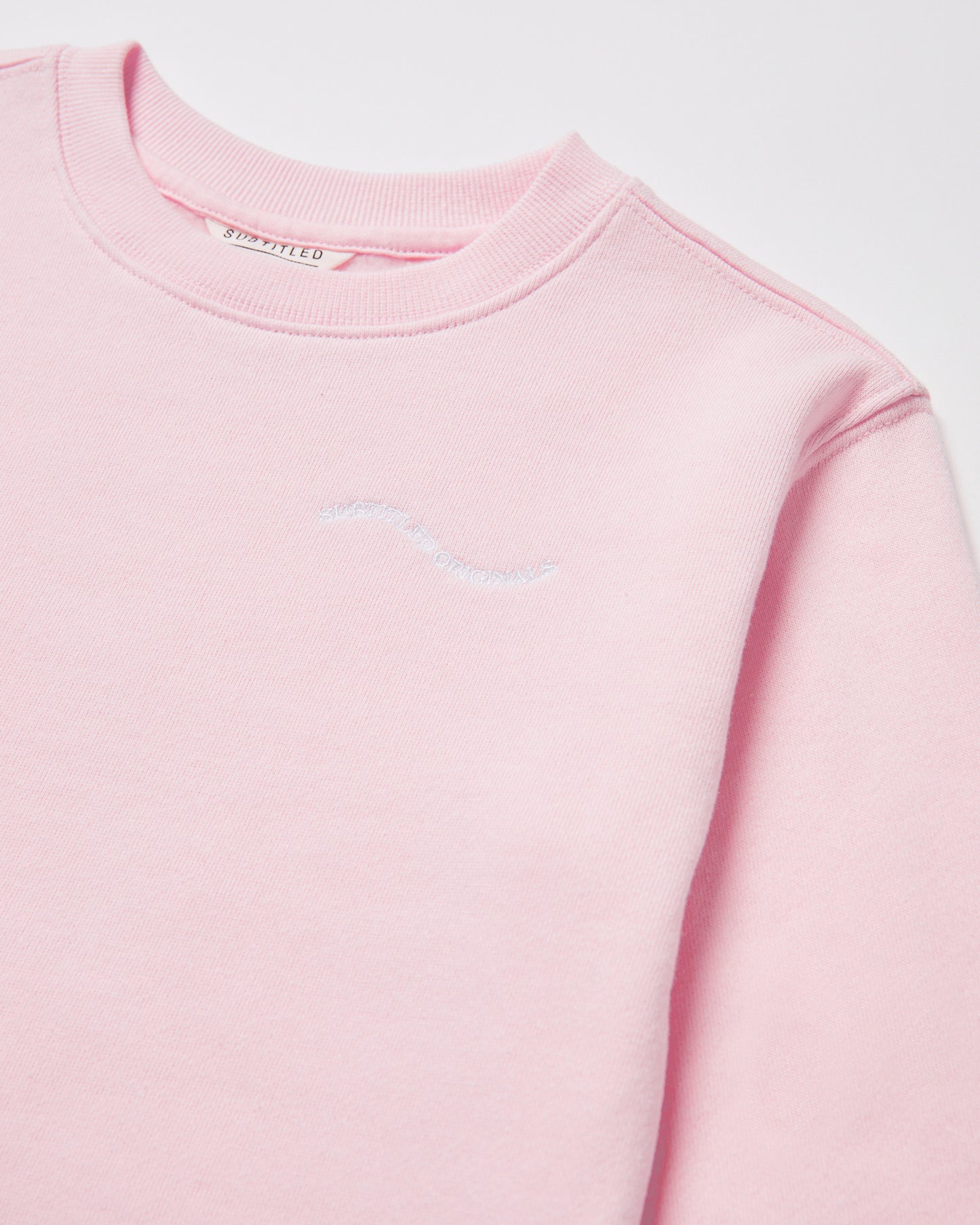 Girls Oversized Wave Origin Fleece Crew Neck Jumper in Ballet Pink